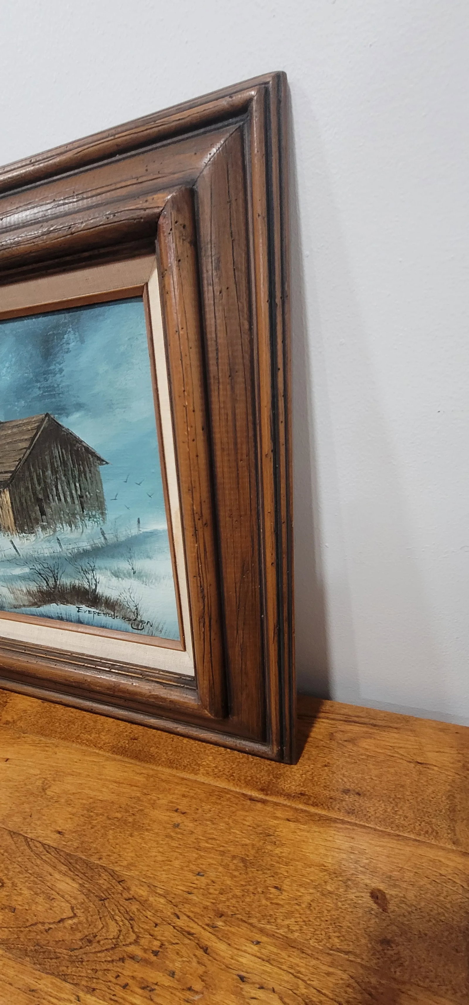 1970s Americana Farmhouse Landscape Original Oil Painting by Everett Woodson - 6
