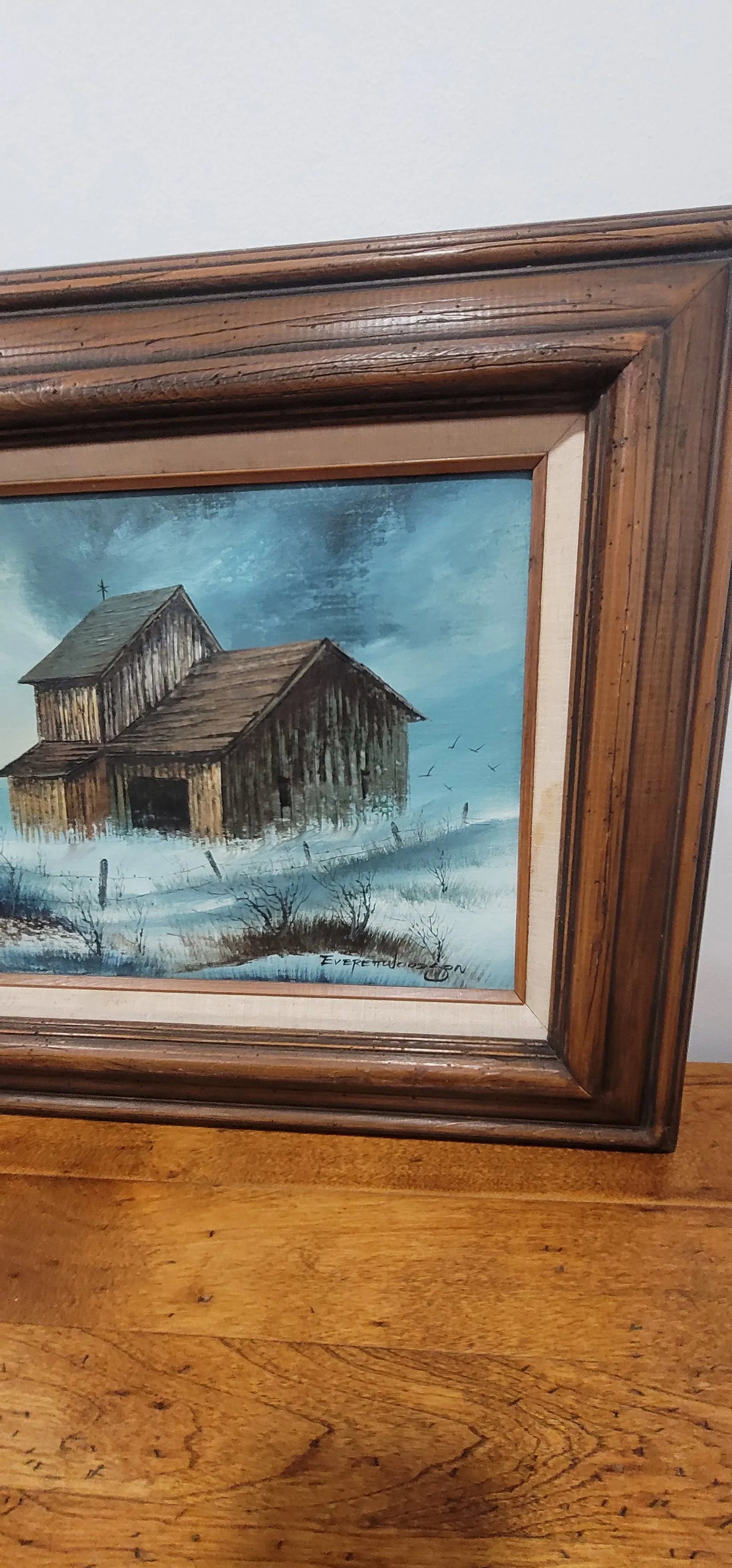 1970s Americana Farmhouse Landscape Original Oil Painting by Everett Woodson - 7