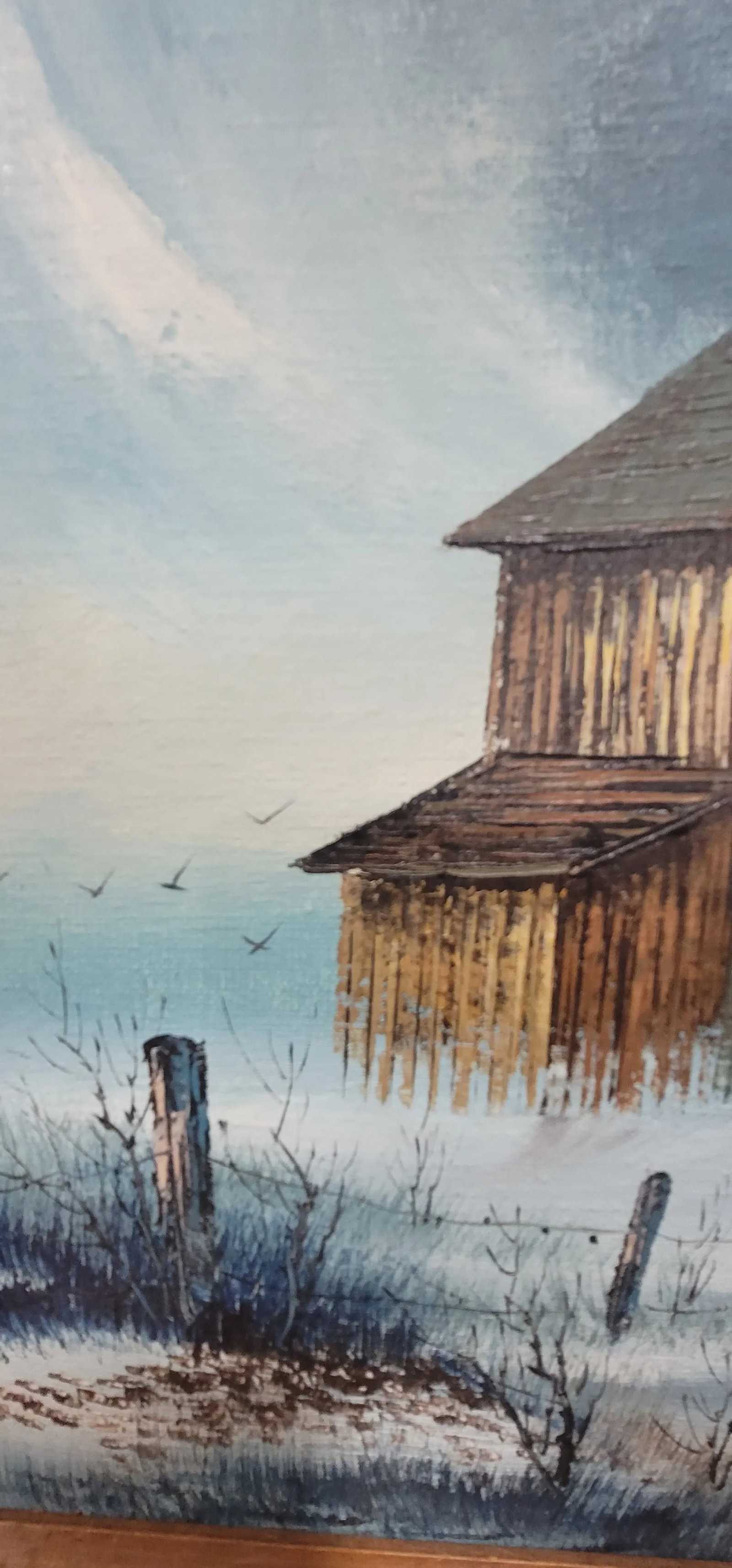 1970s Americana Farmhouse Landscape Original Oil Painting by Everett Woodson - 8