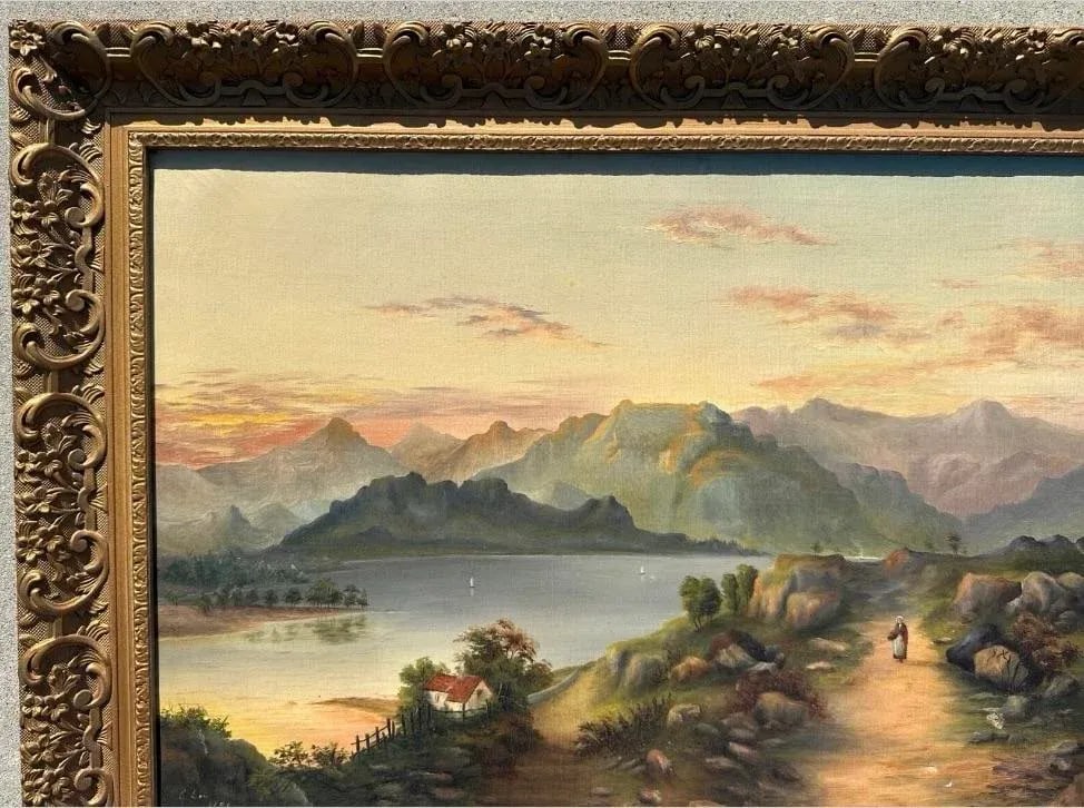 19th-Century English Landscape Oil Painting by E. Law, 1891 - Framed - 6