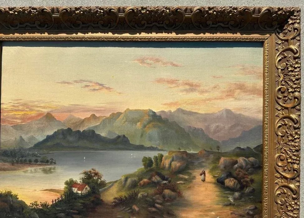 19th-Century English Landscape Oil Painting by E. Law, 1891 - Framed - 7