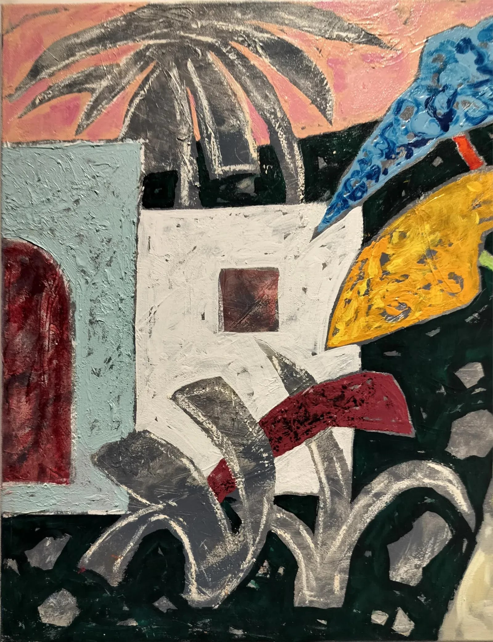 "Happy Desert Home" Colorful Southwestern Landscape by Jacques Lamy - 3