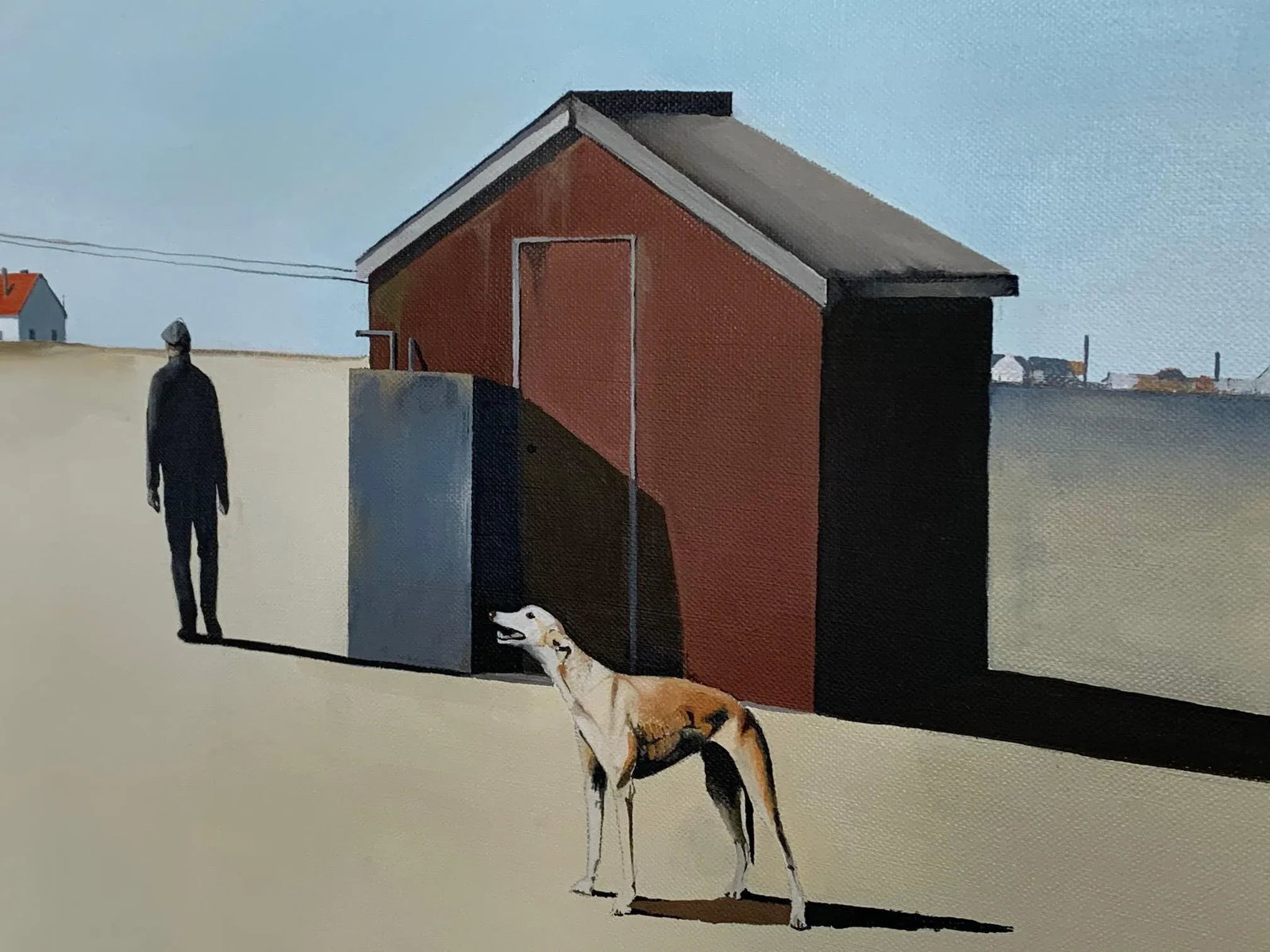 "The Walker" Contemporary Figurative Minimalist Landscape Oil Painting, Framed - 12