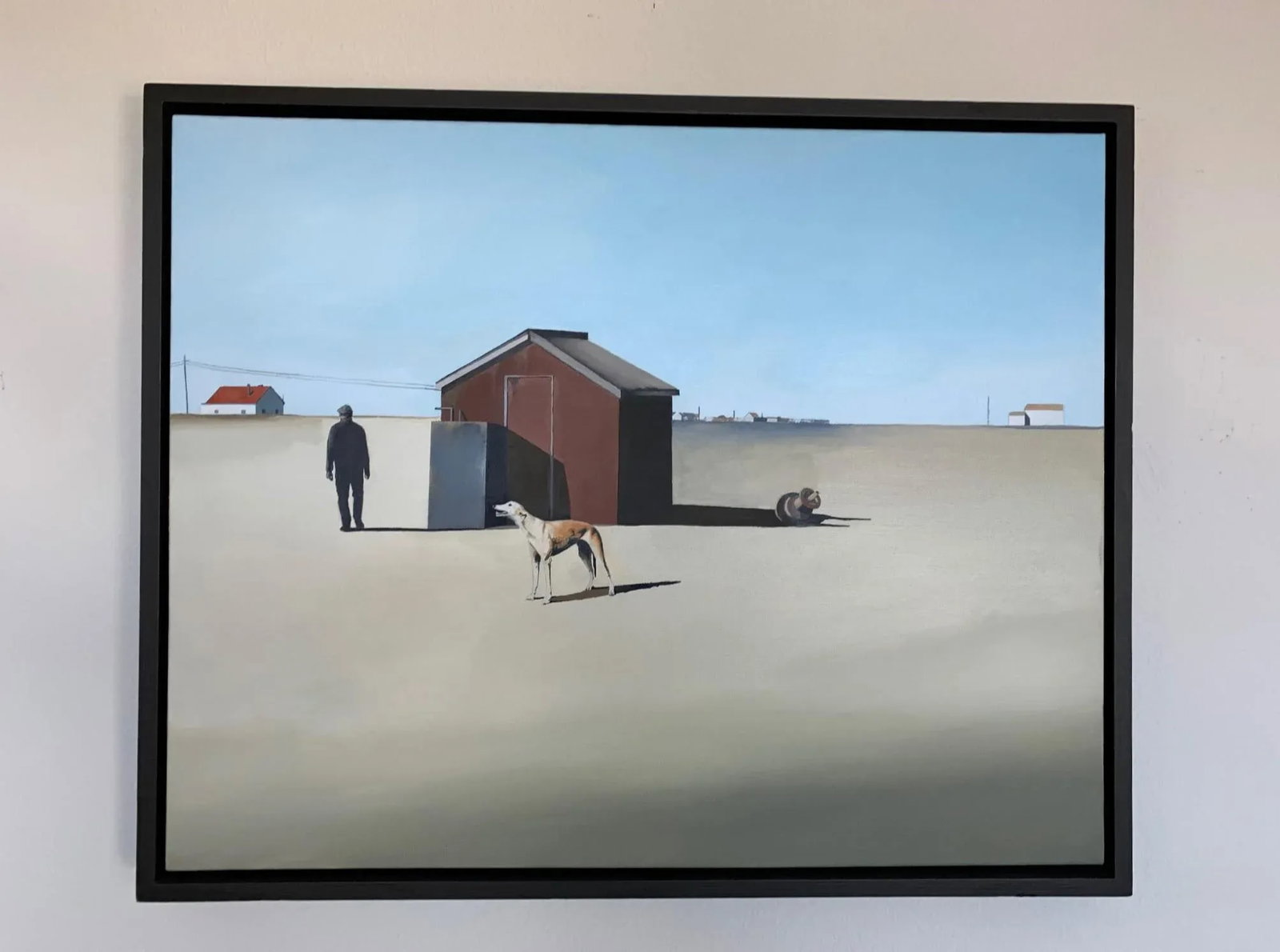 "The Walker" Contemporary Figurative Minimalist Landscape Oil Painting, Framed - 13