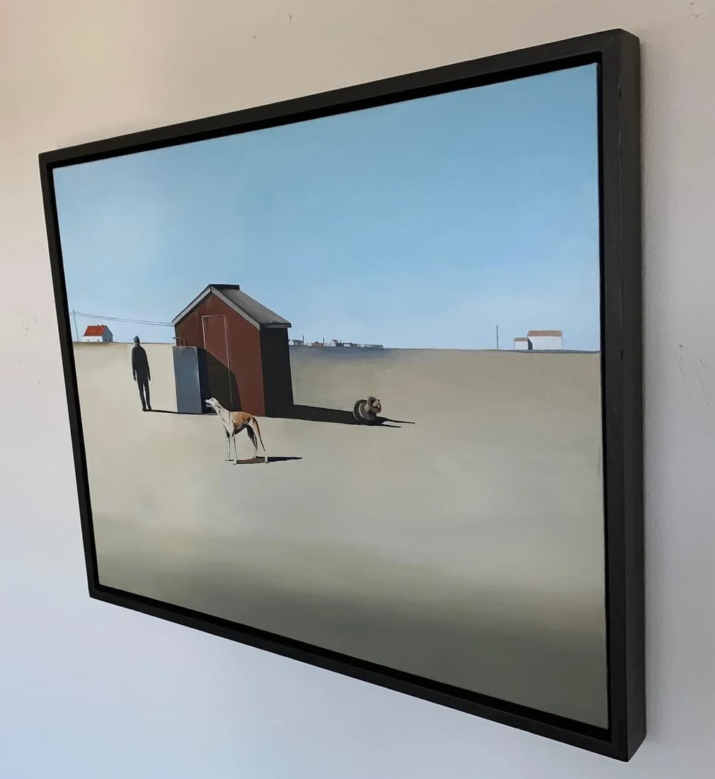 "The Walker" Contemporary Figurative Minimalist Landscape Oil Painting, Framed - 2