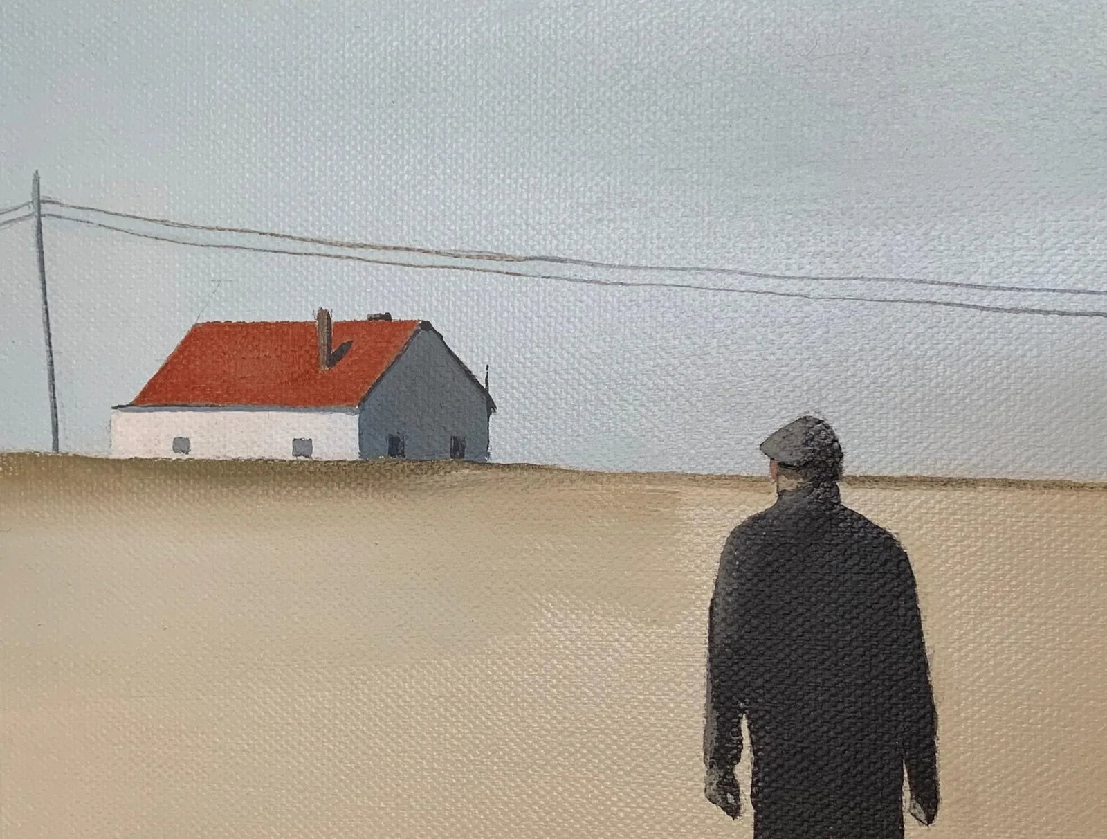 "The Walker" Contemporary Figurative Minimalist Landscape Oil Painting, Framed - 5