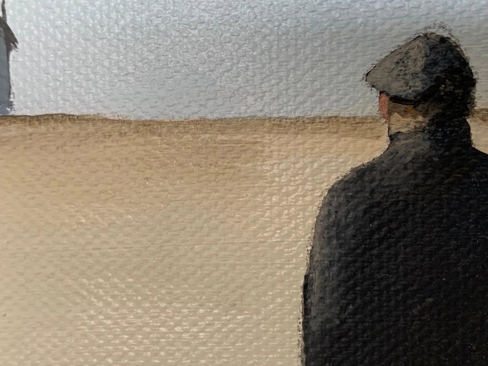 "The Walker" Contemporary Figurative Minimalist Landscape Oil Painting, Framed - 7