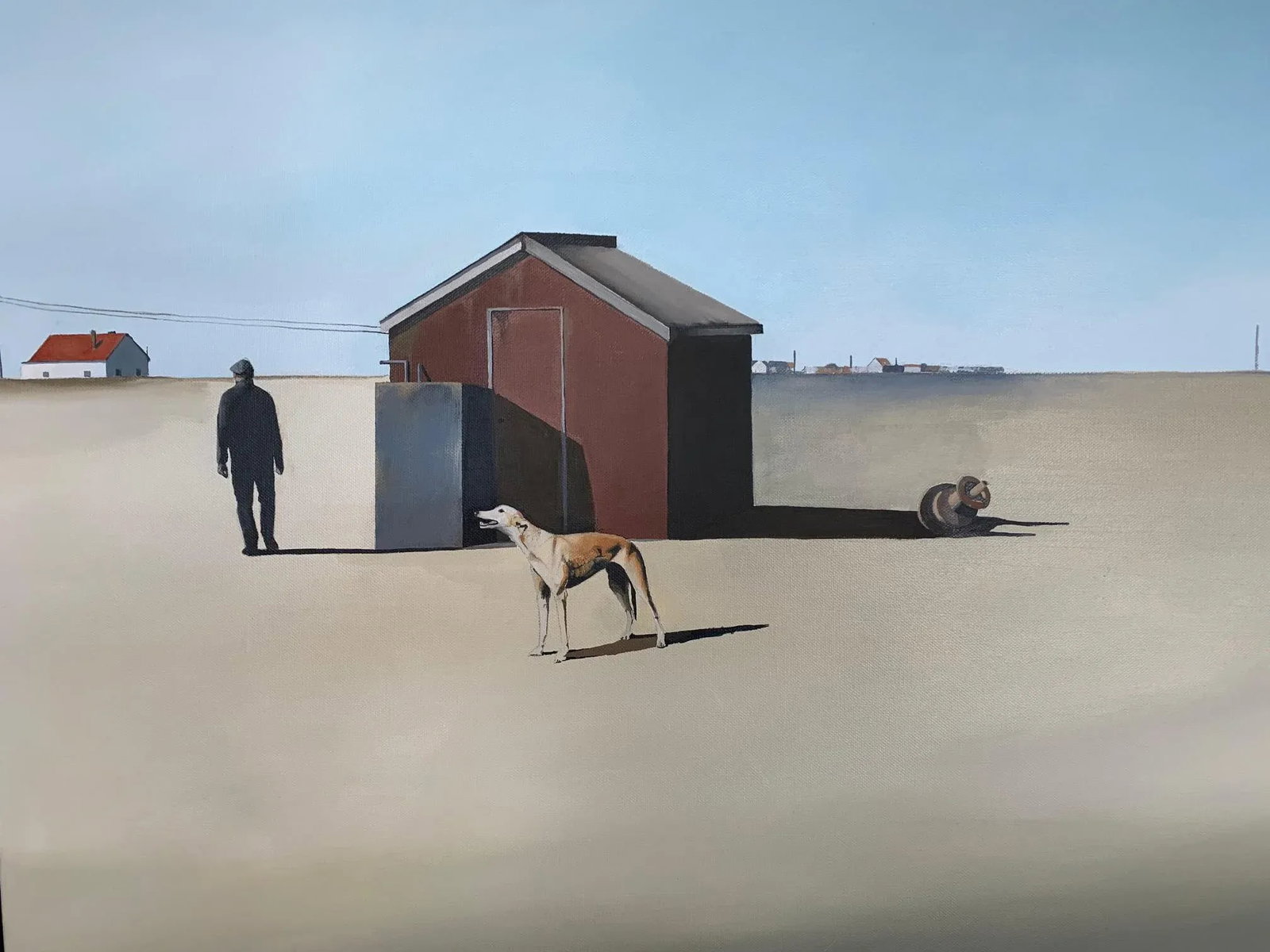 "The Walker" Contemporary Figurative Minimalist Landscape Oil Painting, Framed - 8