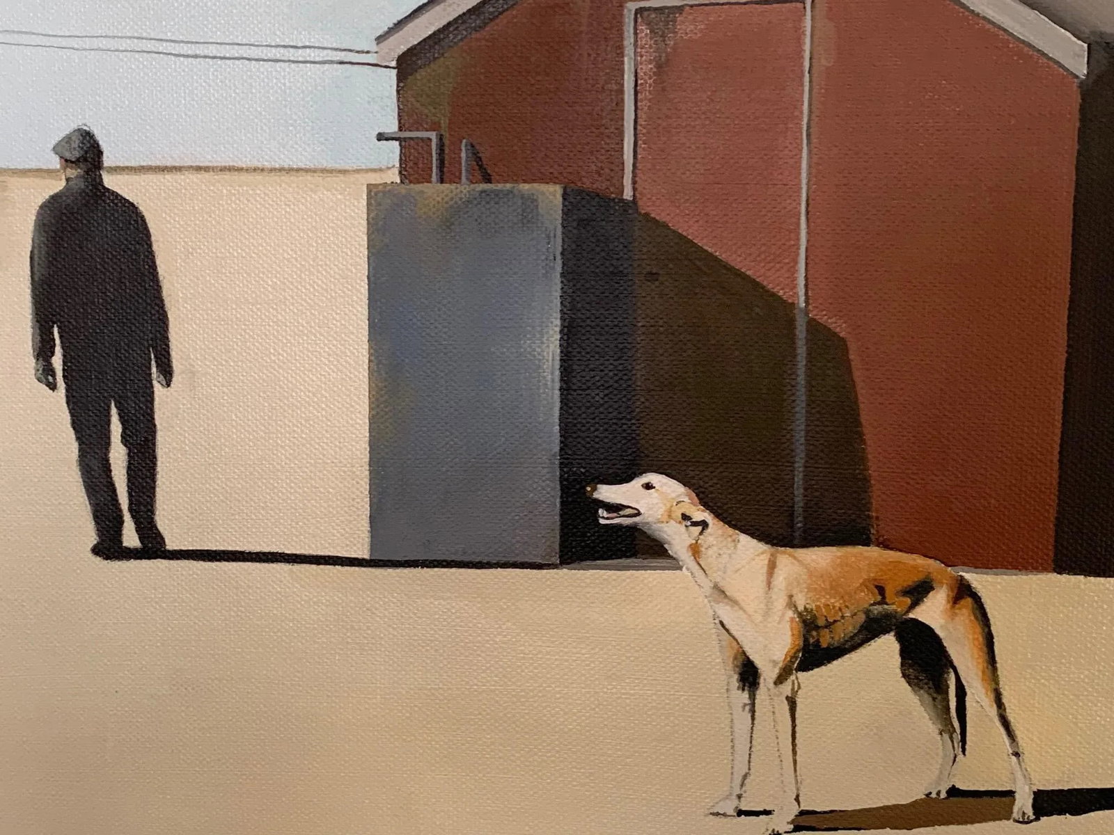 "The Walker" Contemporary Figurative Minimalist Landscape Oil Painting, Framed - 9