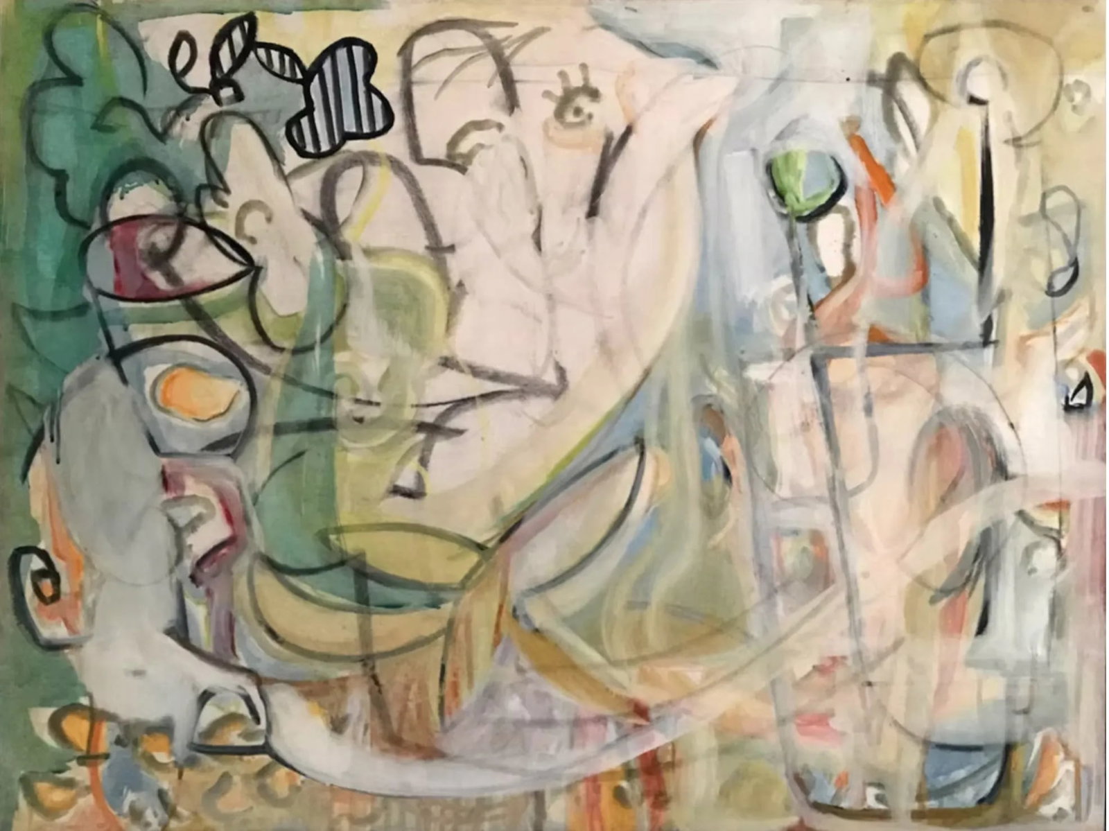 "Around and Back", 2003 Abstract, Contemporary, Mixed Media, Fine Art Painting on Canvas by Joe Gins (1 of 10)