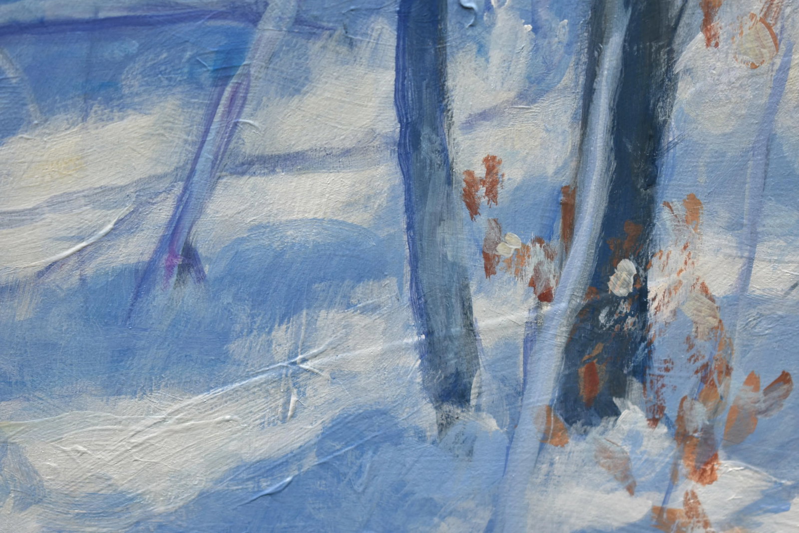"Snowy Path by the Beech Tree" Contemporary Acrylic Painting by Stephen Remick, Framed - 6