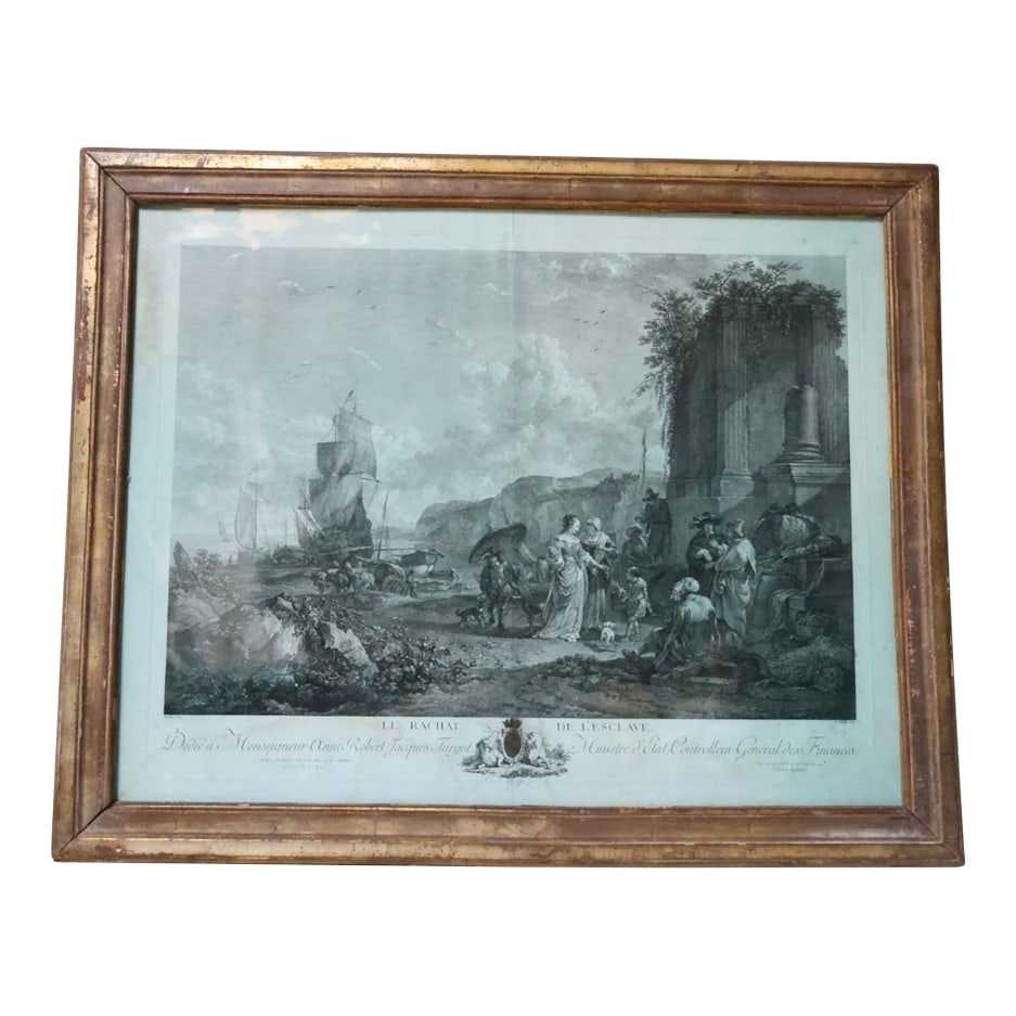 17th Century Italian Framed Engraving With Tinted Blue Glass: 17th-century Italian framed engraving featuring its original lightly tinted blue glass. Elegant and refined, this piece captures the artistry of the period and adds a subtle touch of color and history
