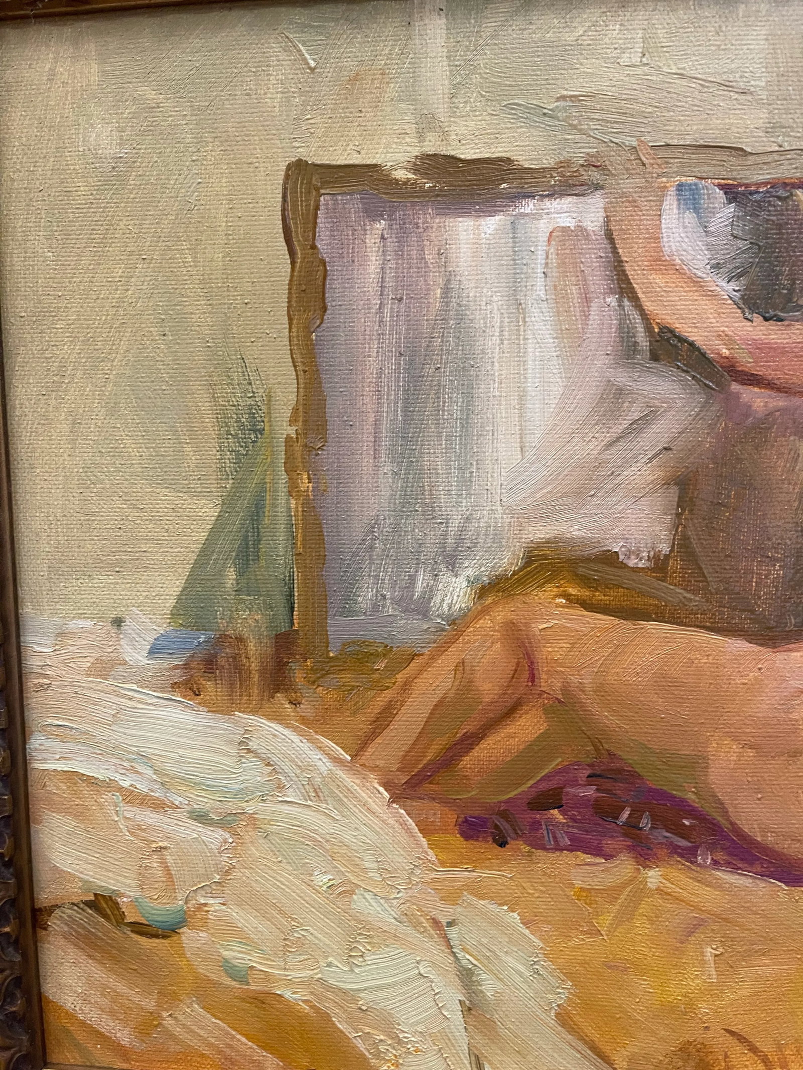 Oil Painting of a Naked Woman in a Mirror France 1960 - 5