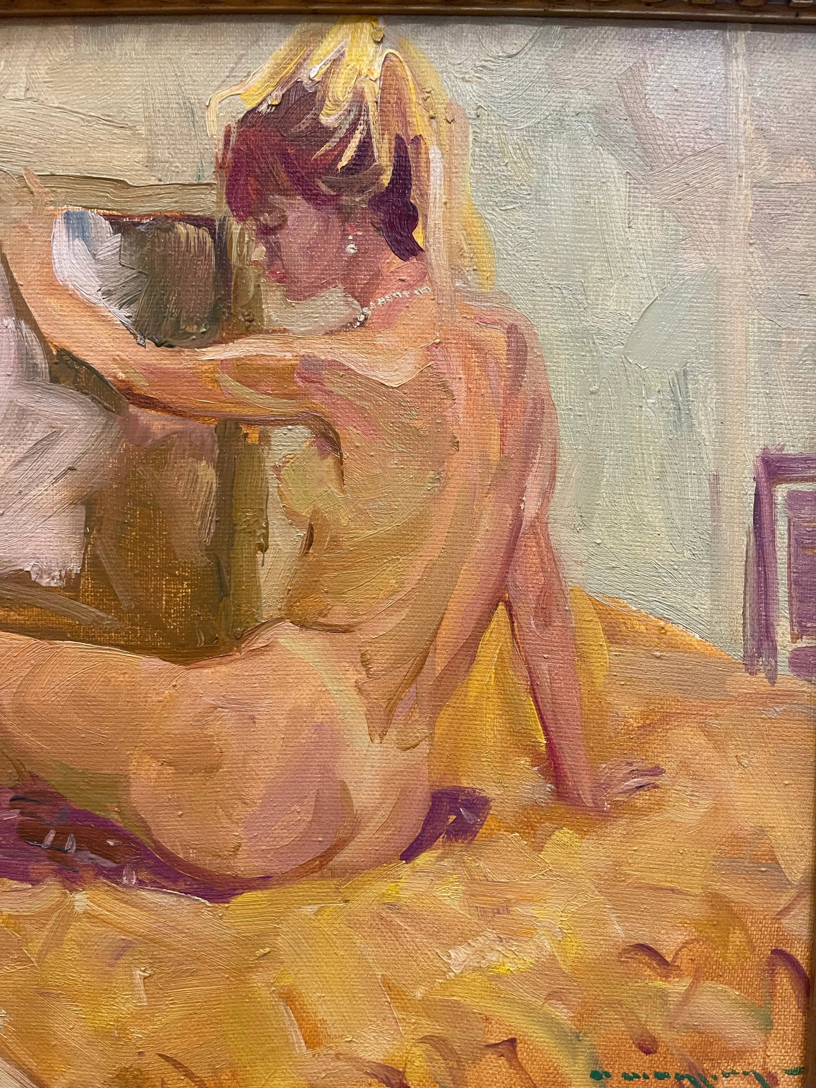 Oil Painting of a Naked Woman in a Mirror France 1960 - 7