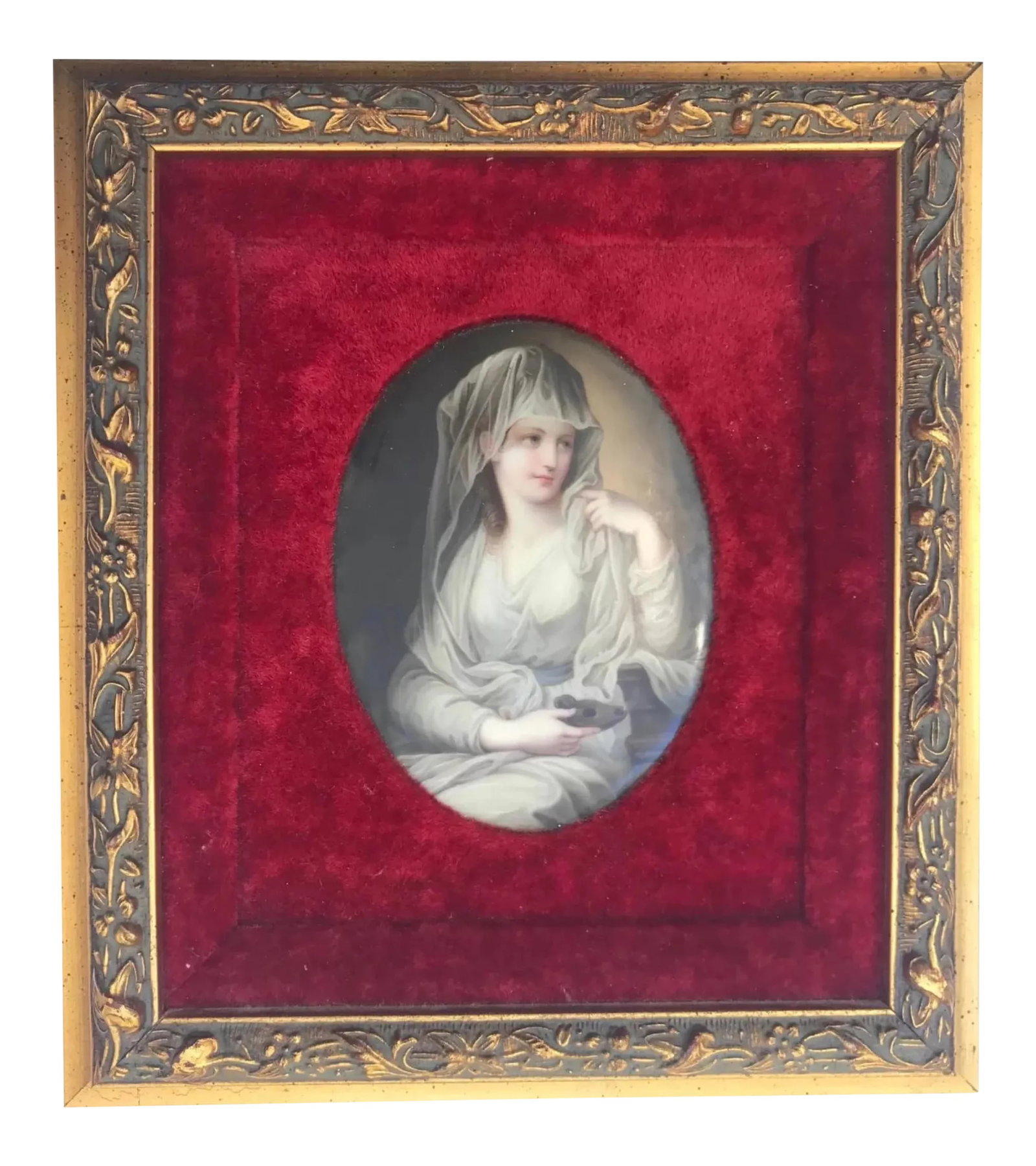 19th Century German Oval Porcelain Plaque Painting, Framed (1 of 12)