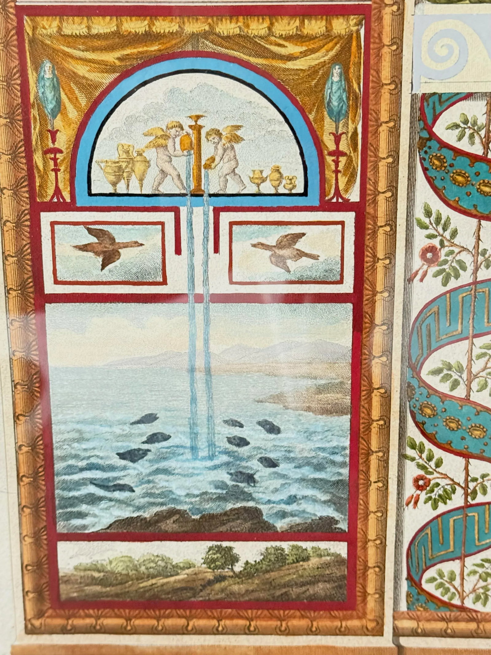 18th C. Hand Colored Engraving From the Raphael Loggia at the Vatican - 3
