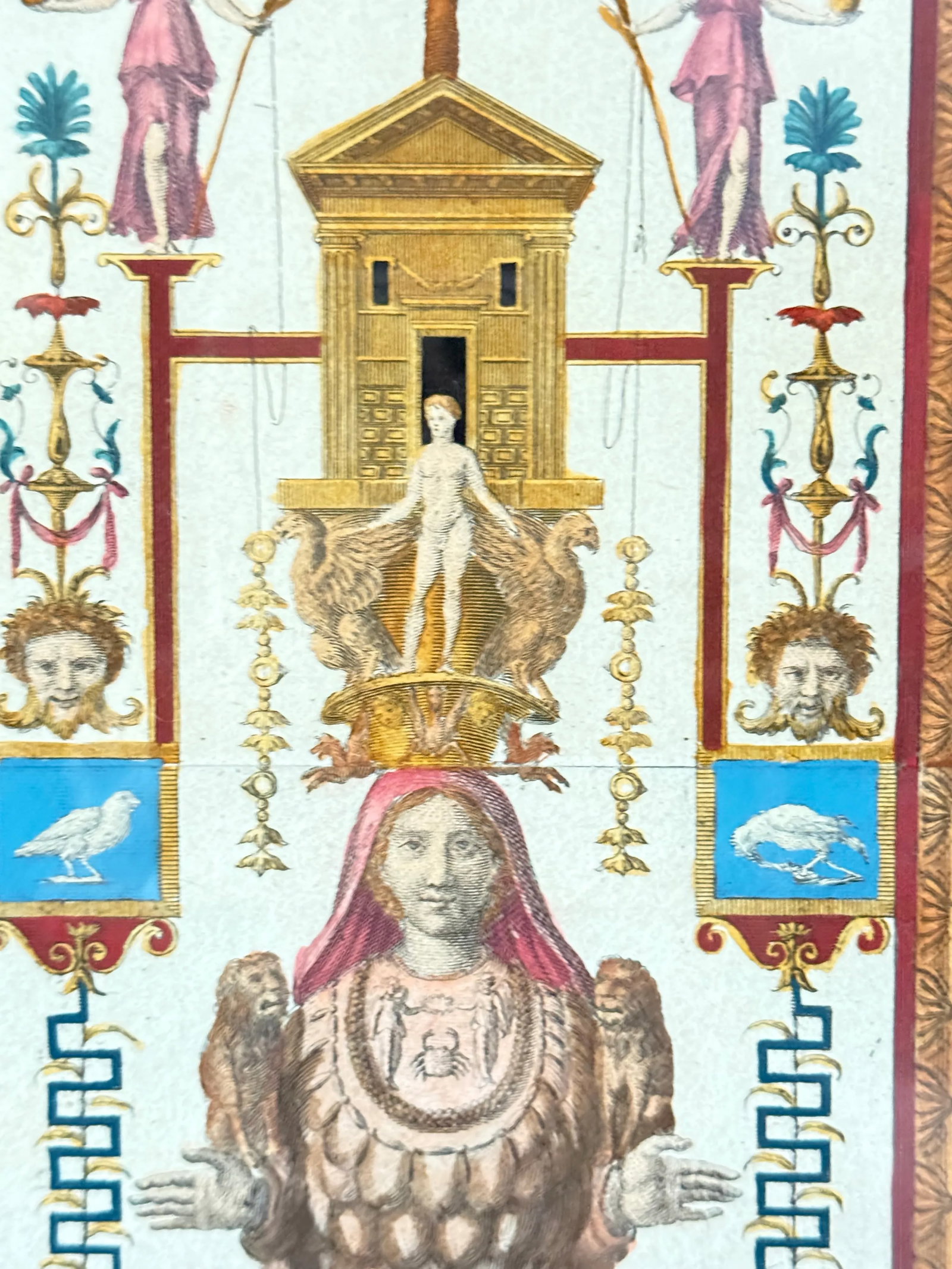 18th C. Hand Colored Engraving From the Raphael Loggia at the Vatican - 4
