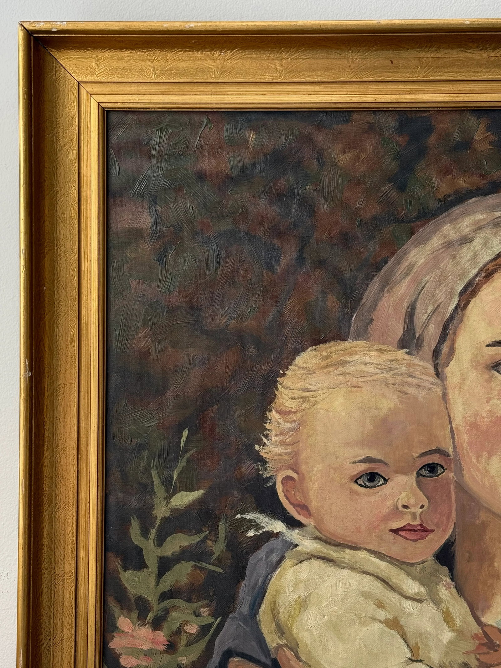 Late 20th Century Large Scandinavian Expressionist Portrait of a Mother & Child in a Swirling Landsc - 5