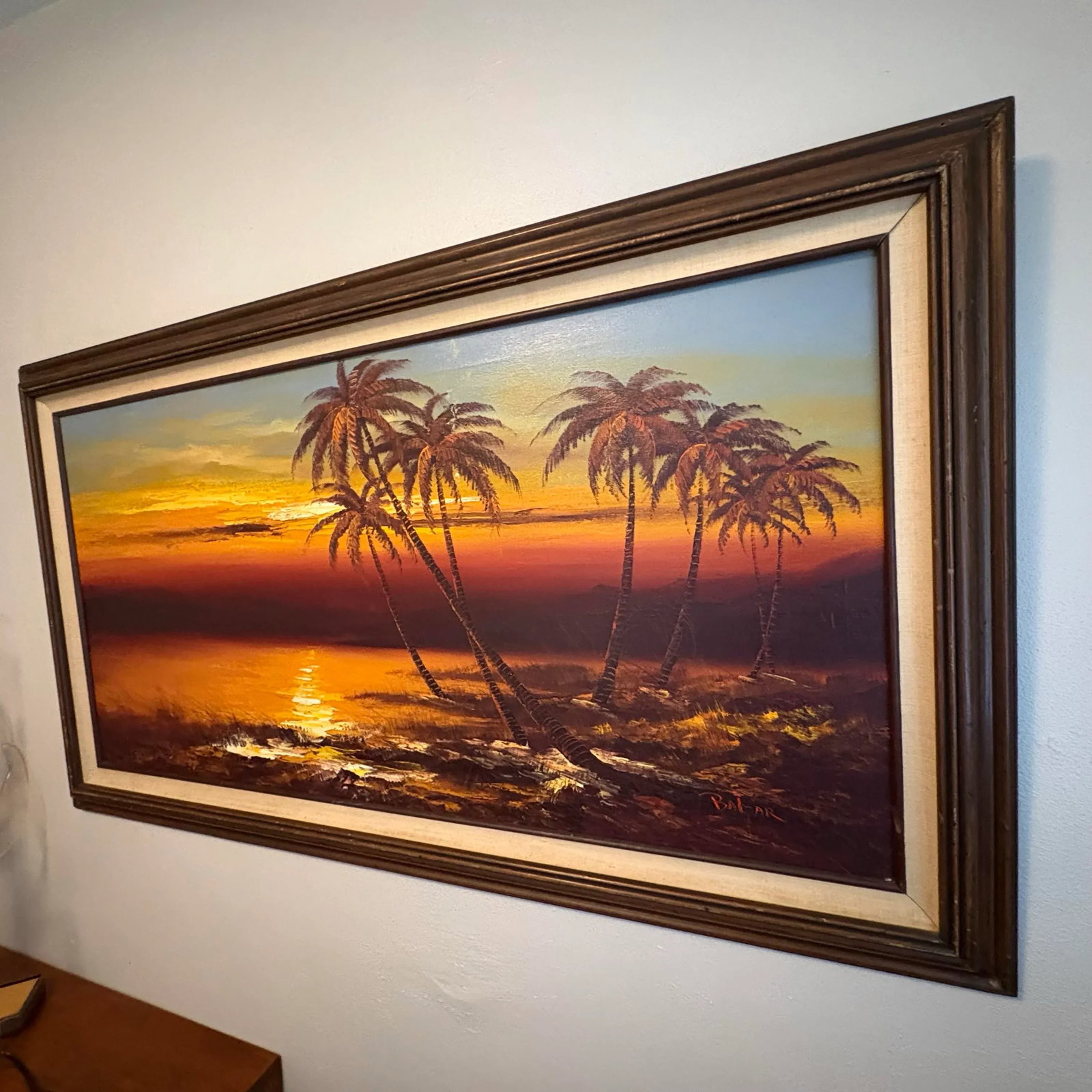 Vintage Oversized Sunset Beach Oil Painting - 2