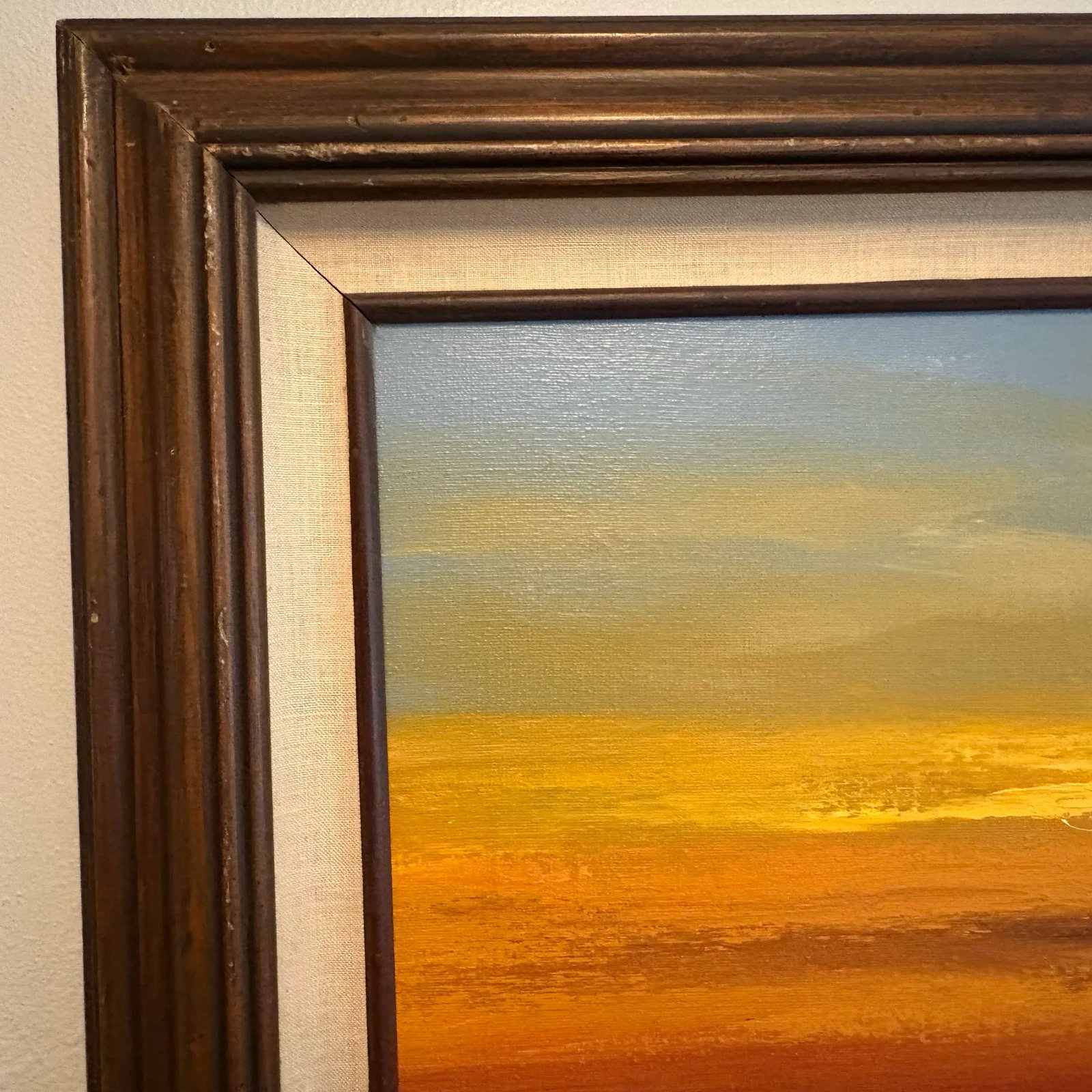 Vintage Oversized Sunset Beach Oil Painting - 4