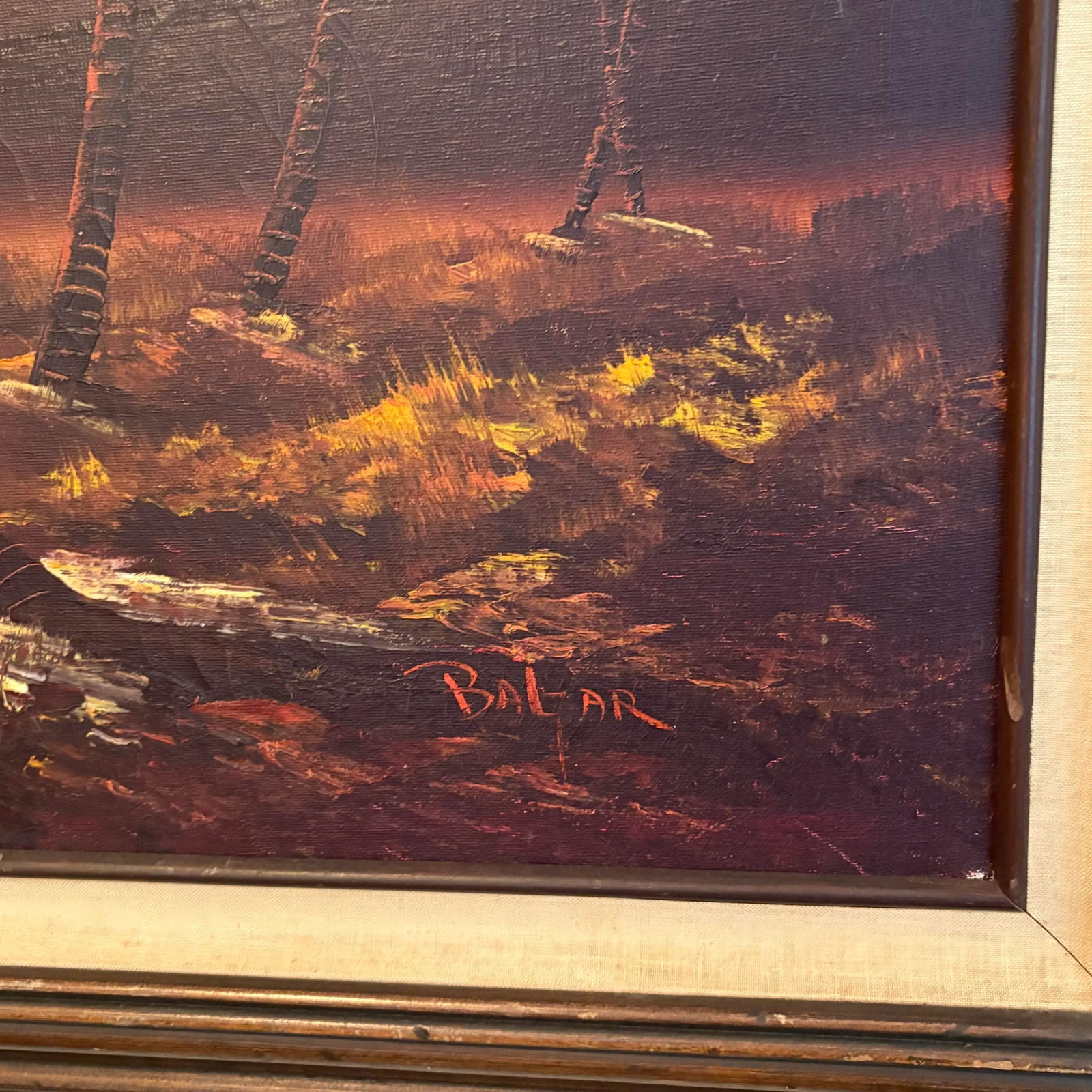 Vintage Oversized Sunset Beach Oil Painting - 5