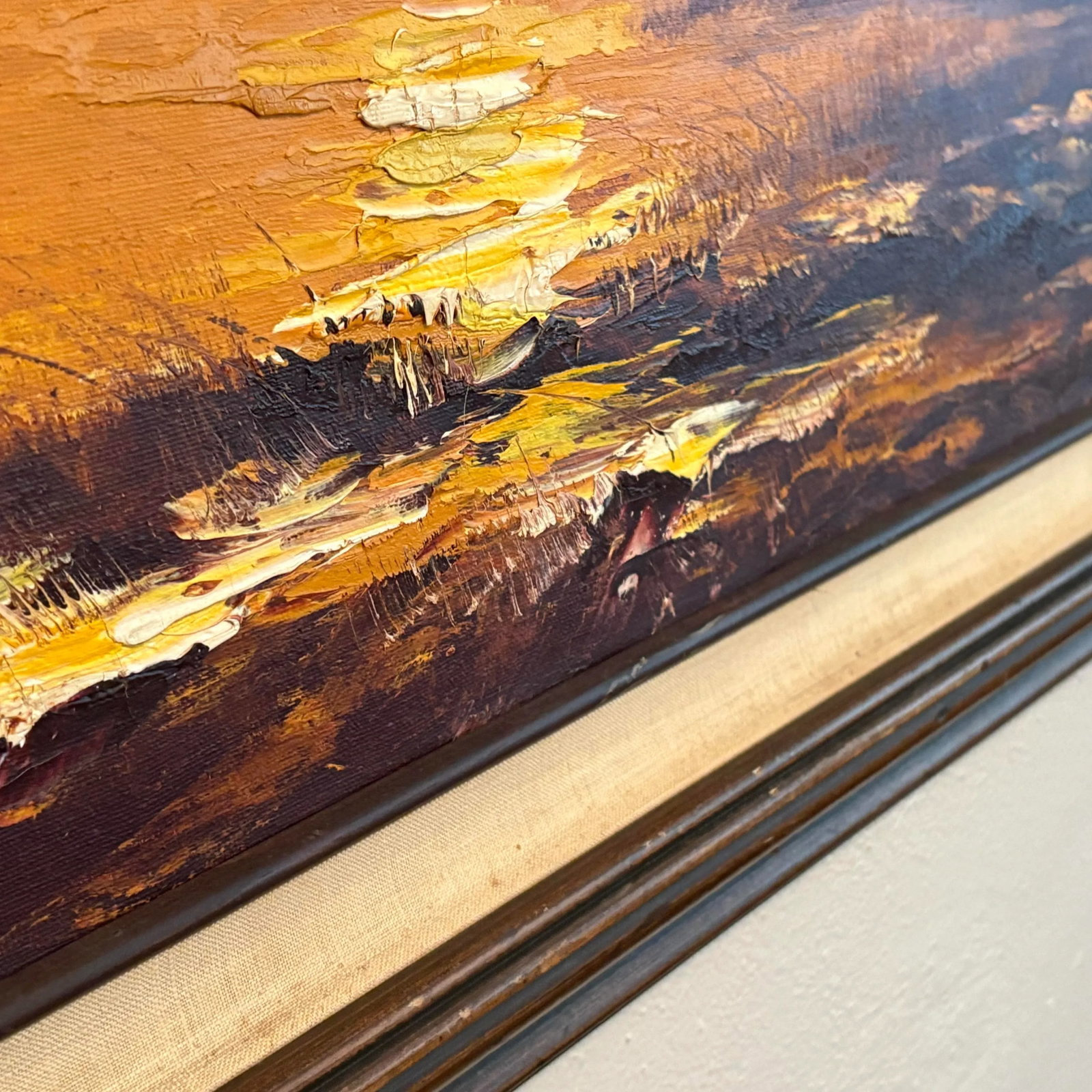 Vintage Oversized Sunset Beach Oil Painting - 7