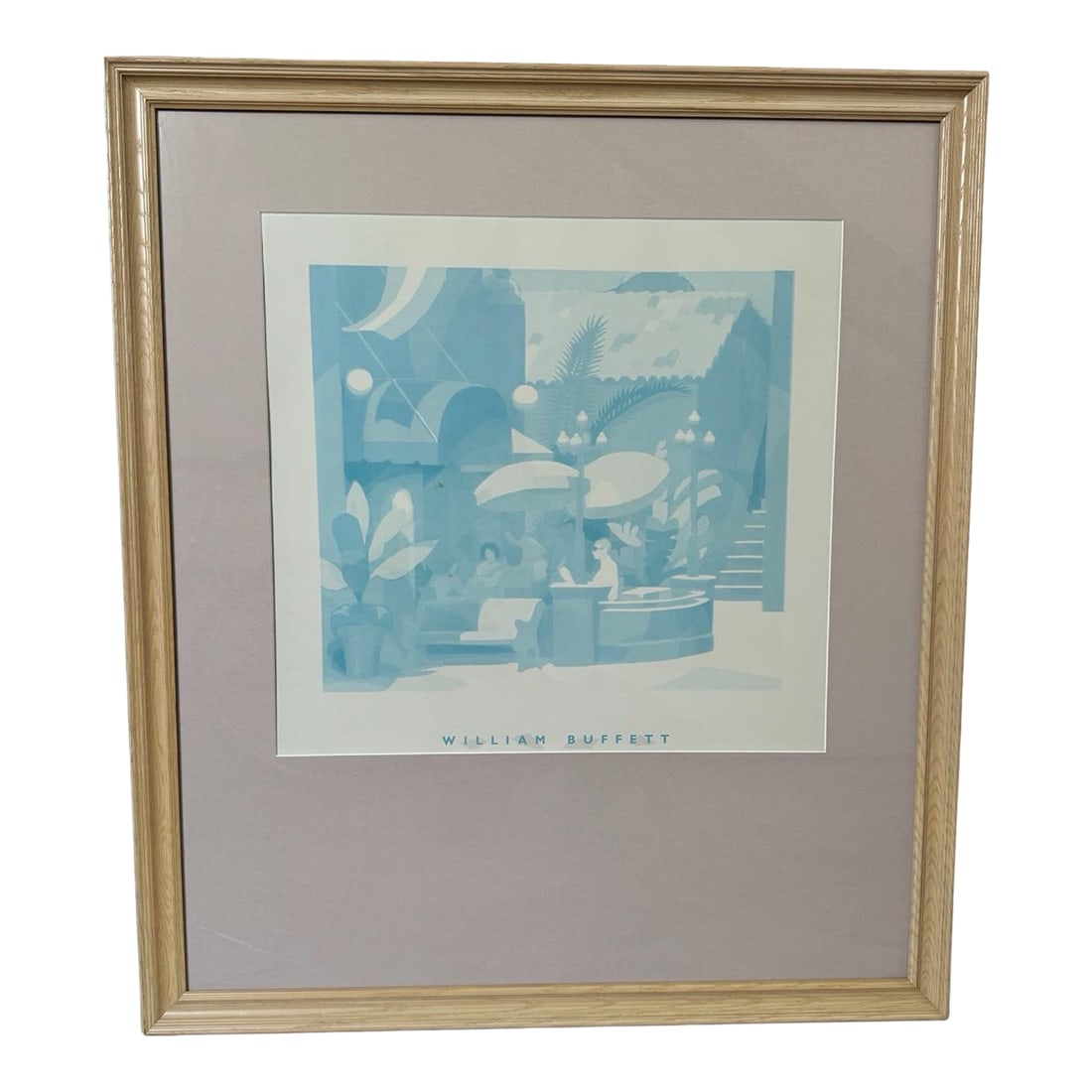 Offset Lithograph by William Buffett: Work On Paper, by William Buffett, shown with full margins - offset lithograph vintage fine art poster print. Framed by NESE Wholesale Art Gallery (Santa Ana, CA). Dates: Circa 1975-1995 Dimensions:
