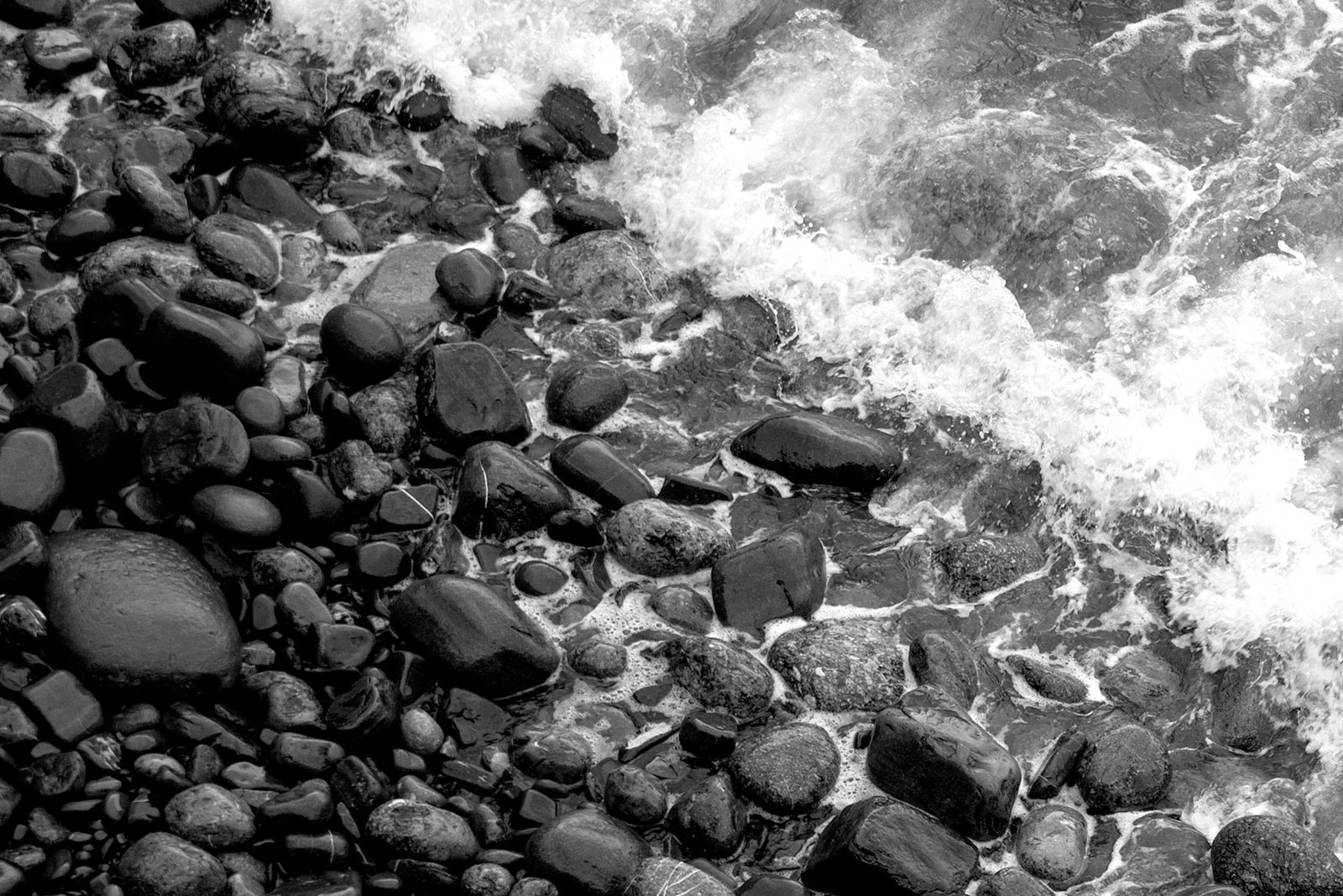 "British Pebble Beach" Contemporary Coastal Black and White Giclee Print - 4
