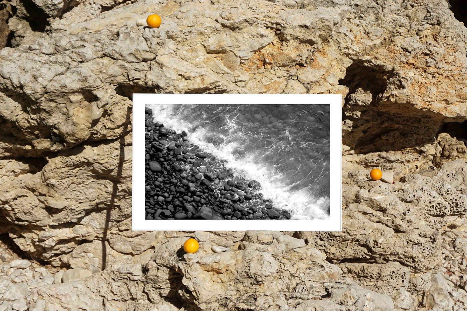 "British Pebble Beach" Contemporary Coastal Black and White Giclee Print - 8