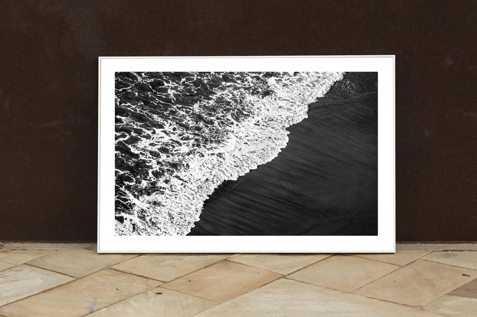 2021 "Deep Black Sandy Shore" Contemporary Black and White Seascape Giclee Print - 3