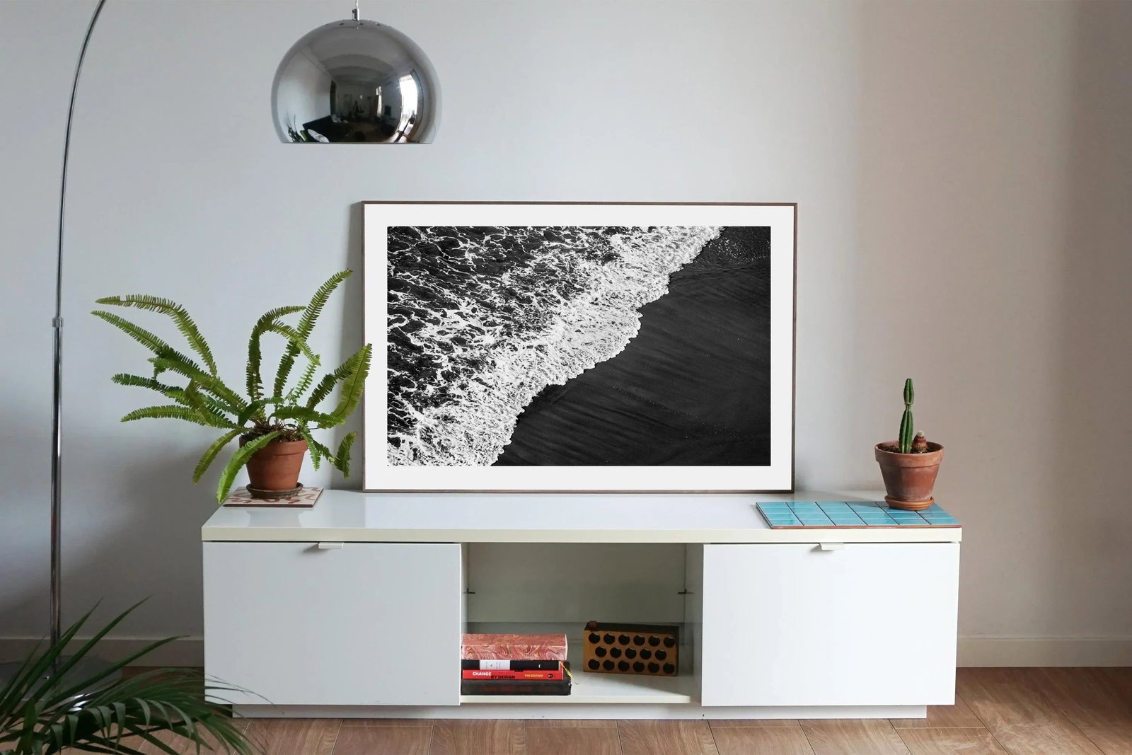 2021 "Deep Black Sandy Shore" Contemporary Black and White Seascape Giclee Print - 4