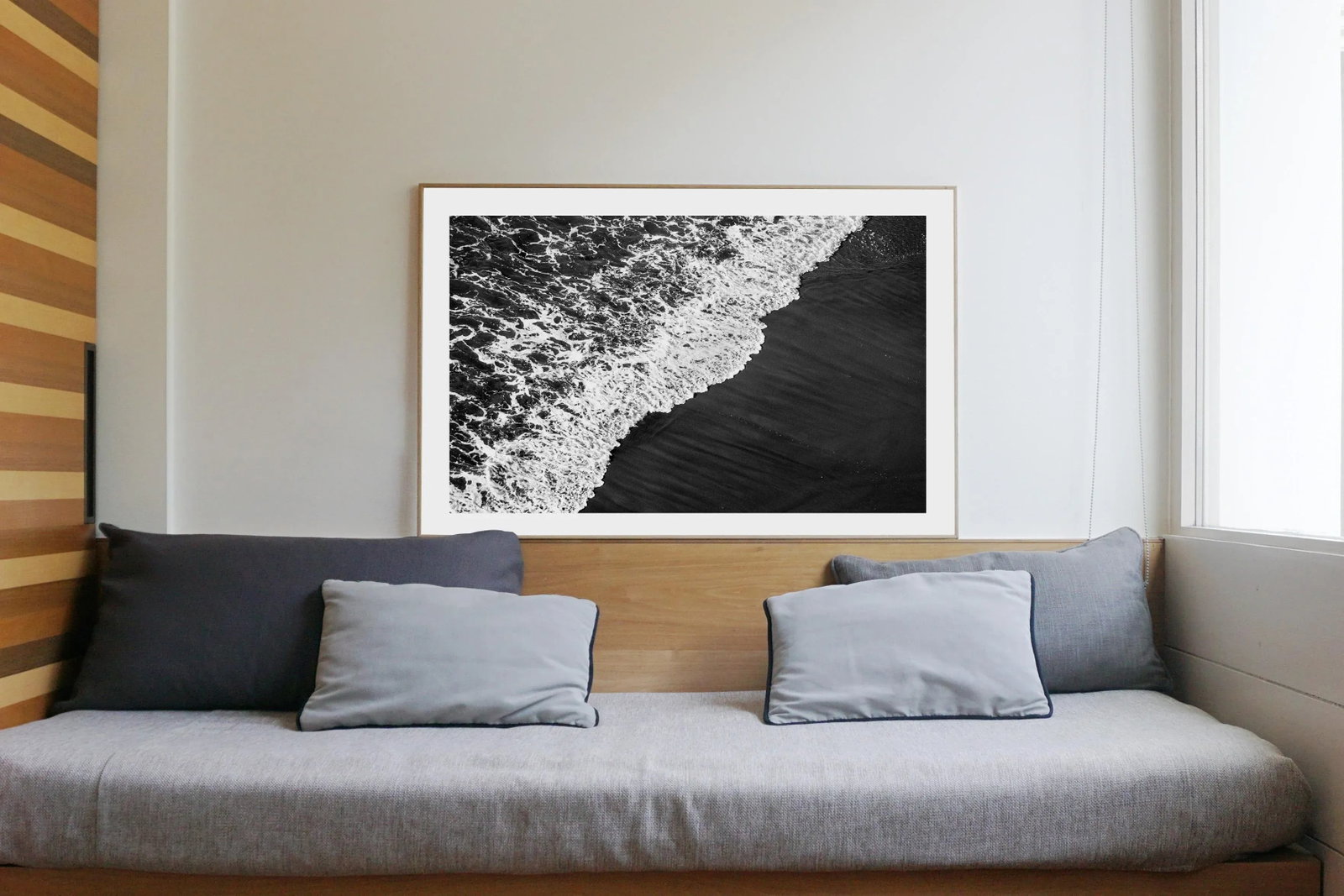 2021 "Deep Black Sandy Shore" Contemporary Black and White Seascape Giclee Print - 6