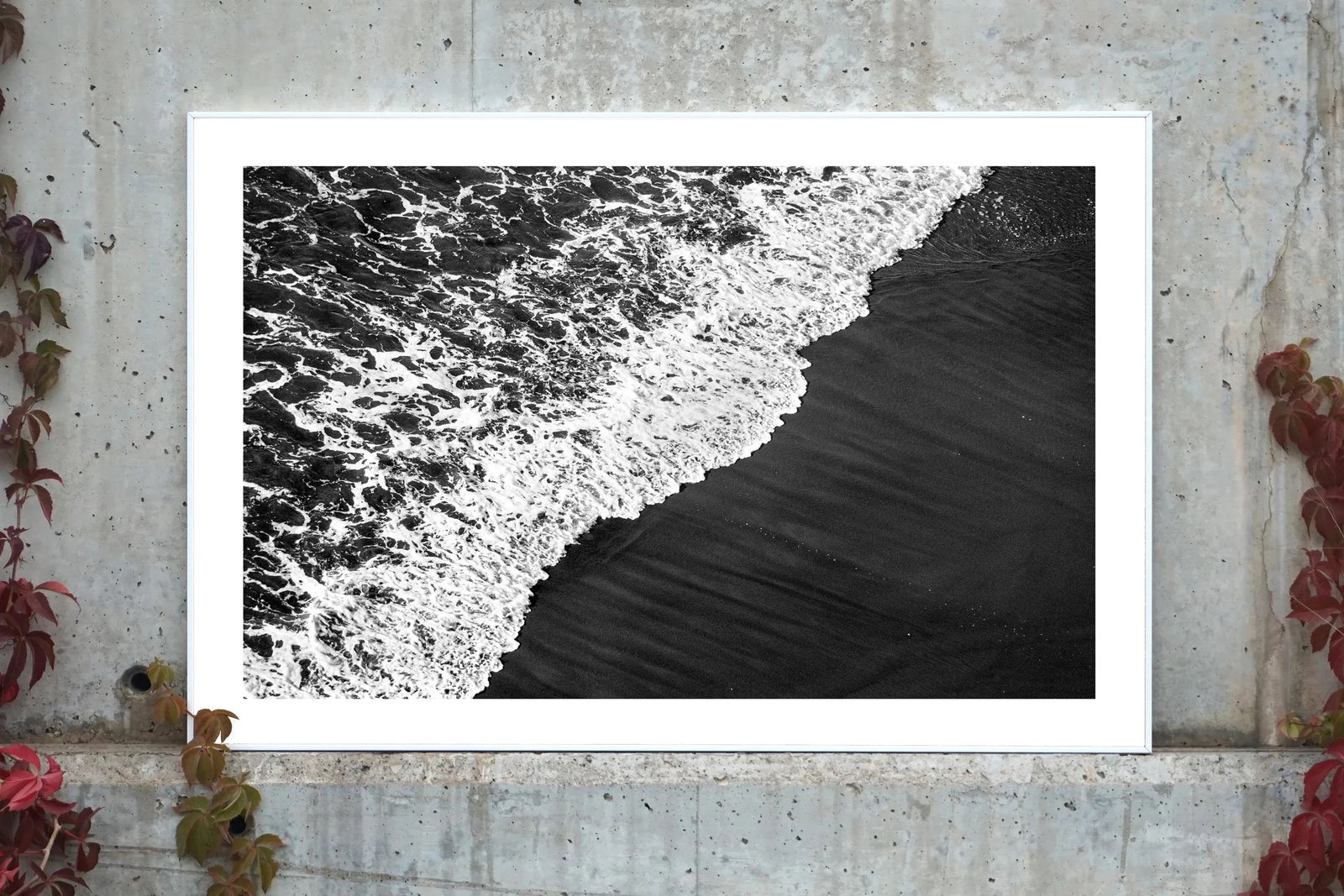 2021 "Deep Black Sandy Shore" Contemporary Black and White Seascape Giclee Print - 7