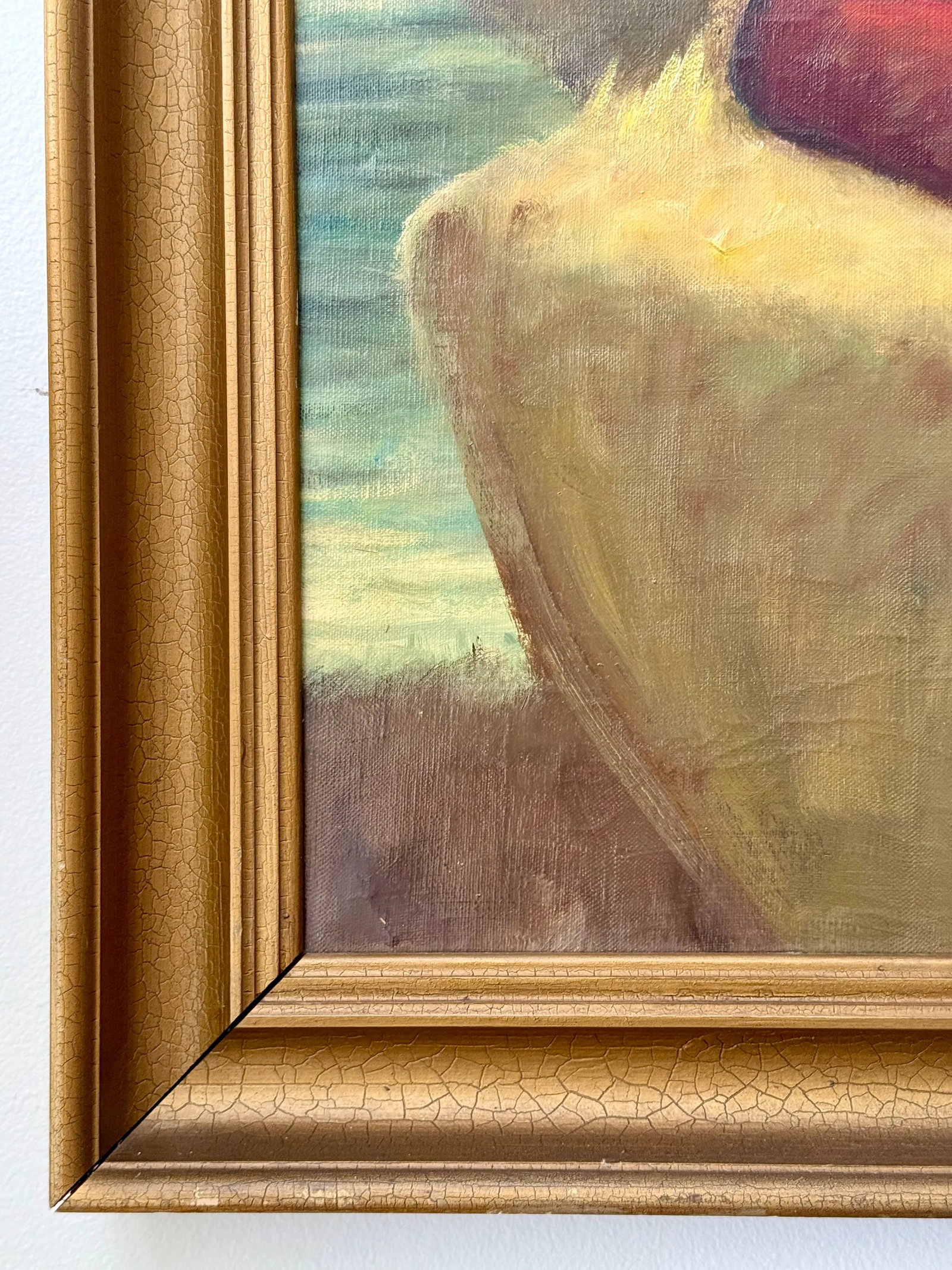 Vintage Oil Painting Portrait "The Red Boy" Framed - 12