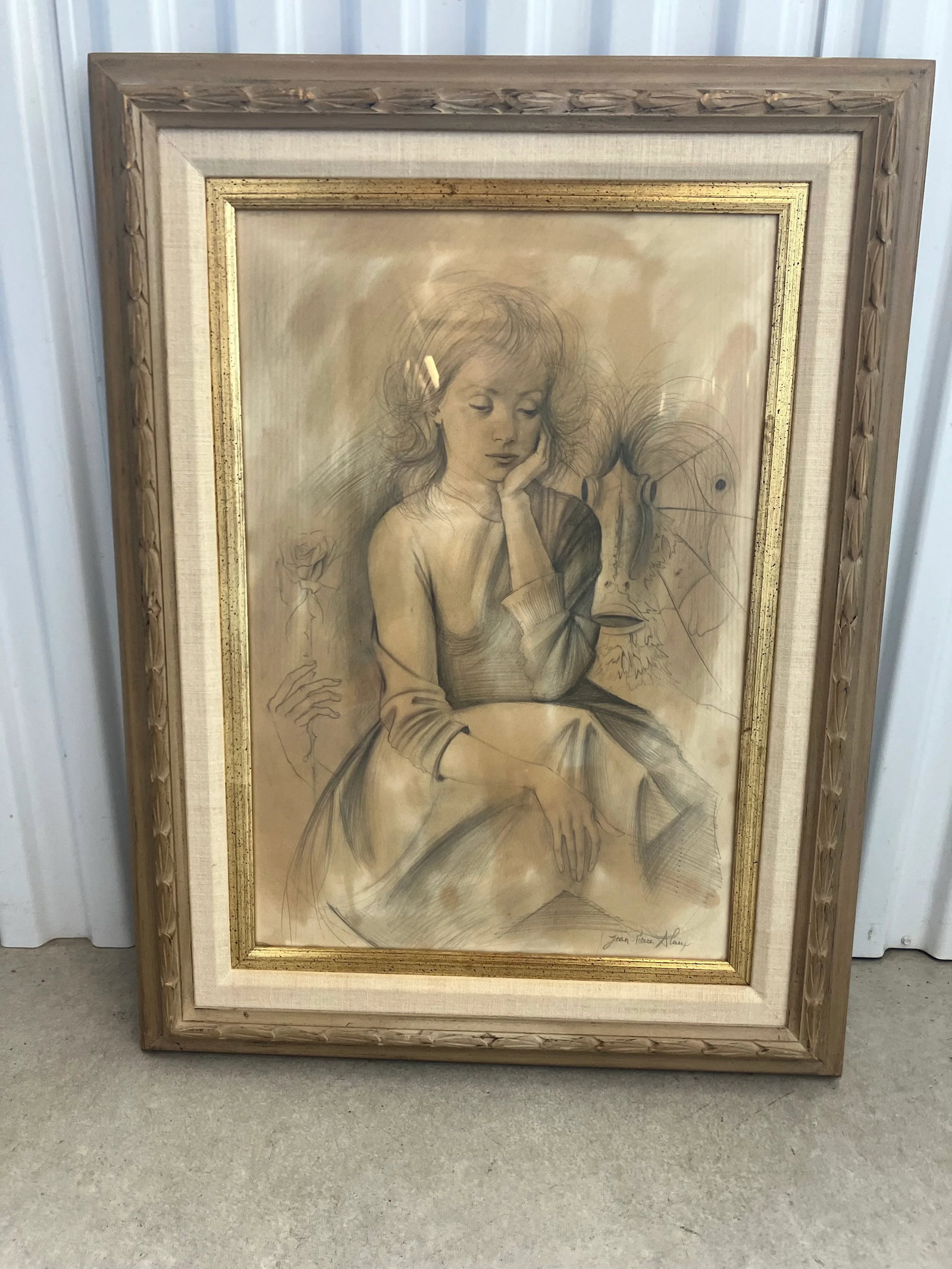 1970s Jean-Pierre Alaux Mythical Painting Young Lady and Surrealist Man - 2