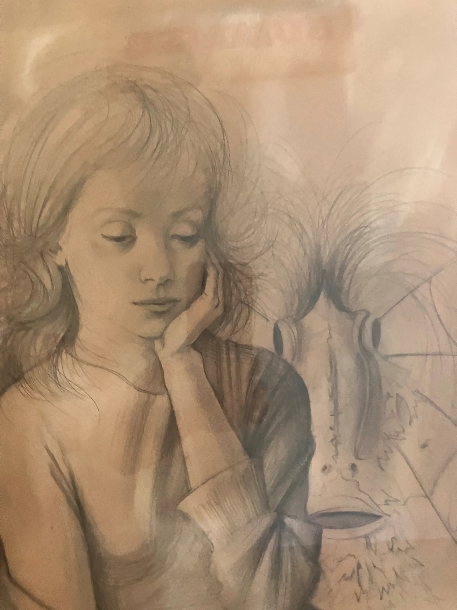 1970s Jean-Pierre Alaux Mythical Painting Young Lady and Surrealist Man - 3