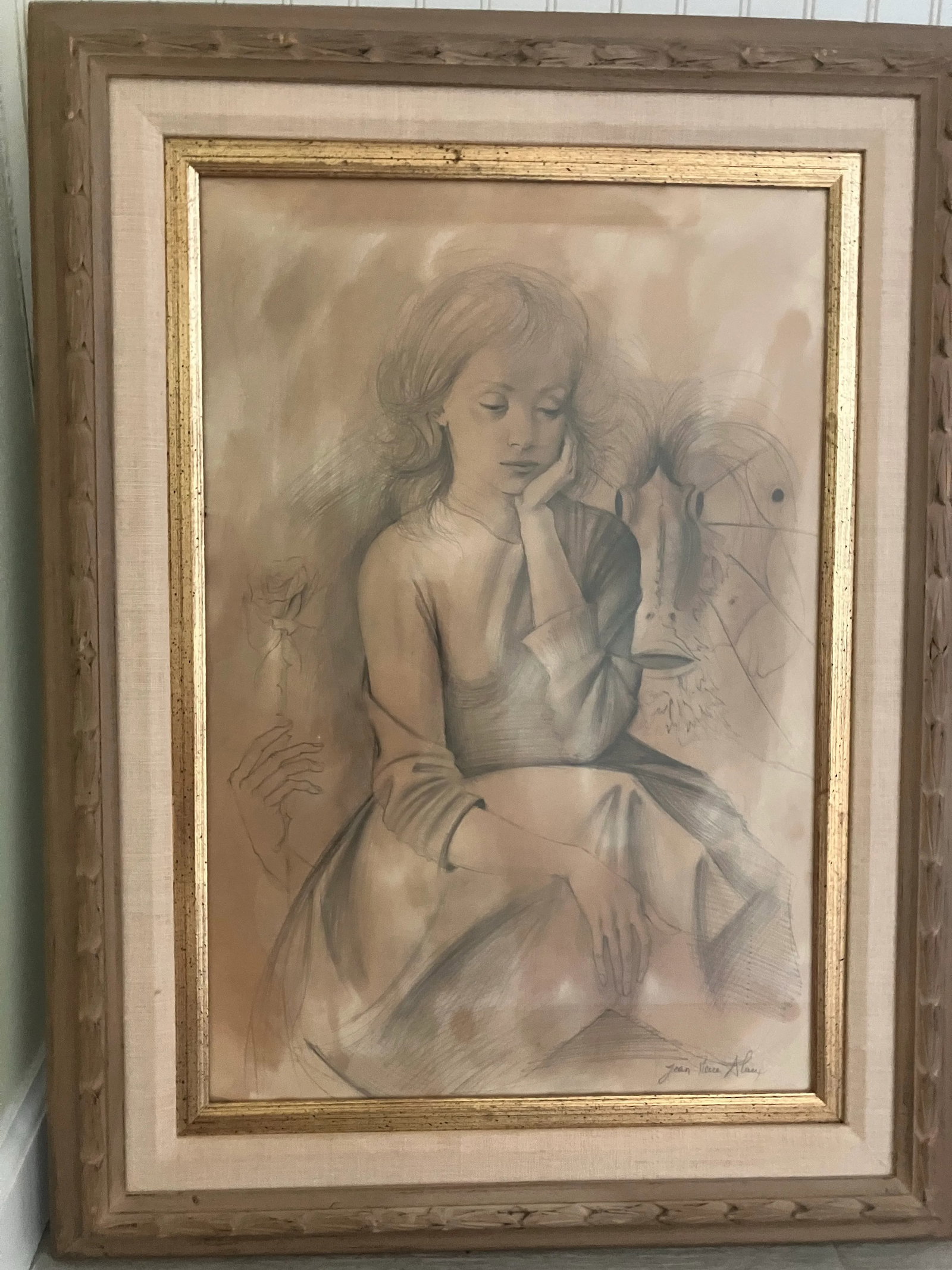 1970s Jean-Pierre Alaux Mythical Painting Young Lady and Surrealist Man - 4