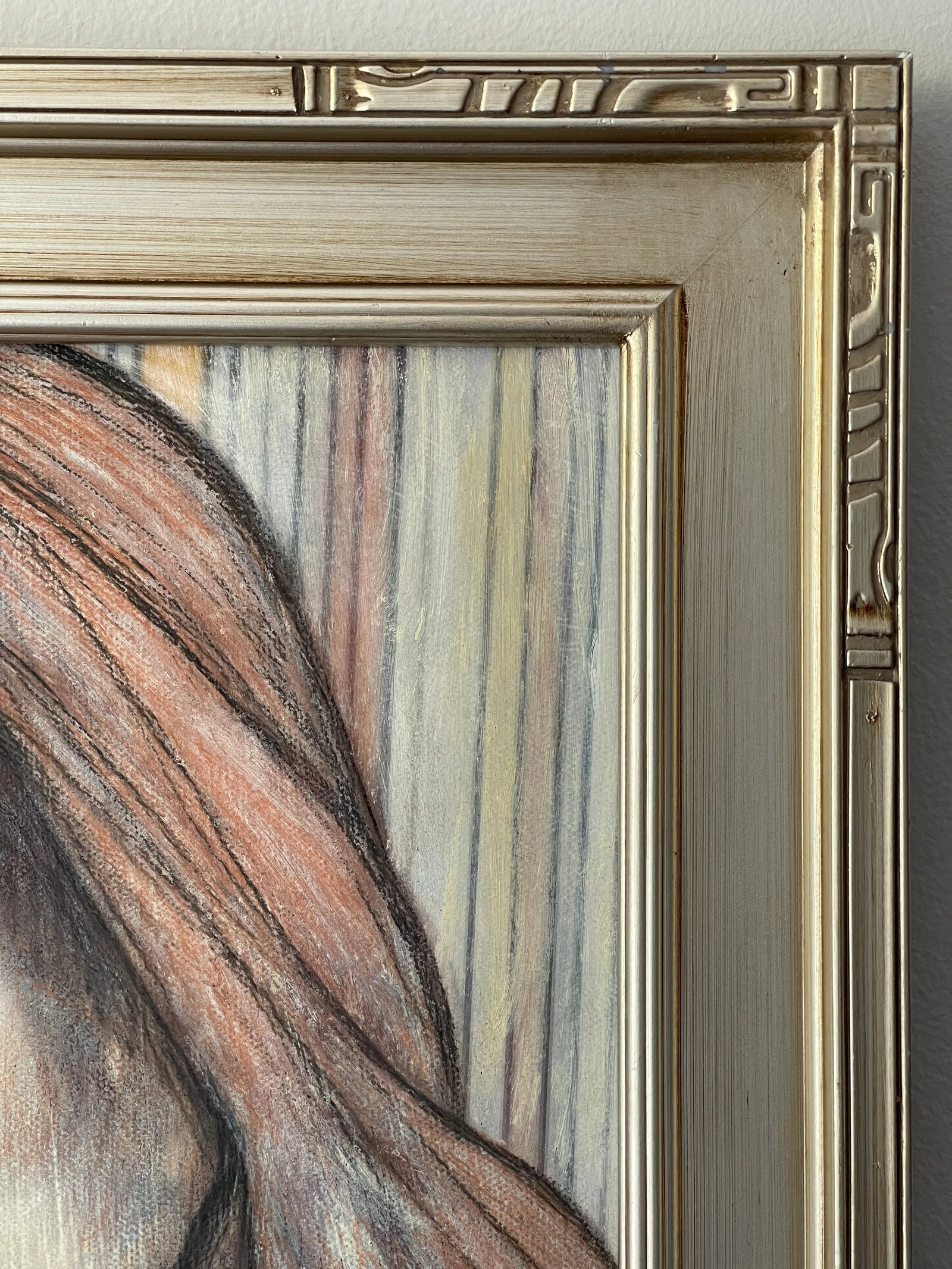Contemporary Oil Painting Portrait in Stripes Framed - 7