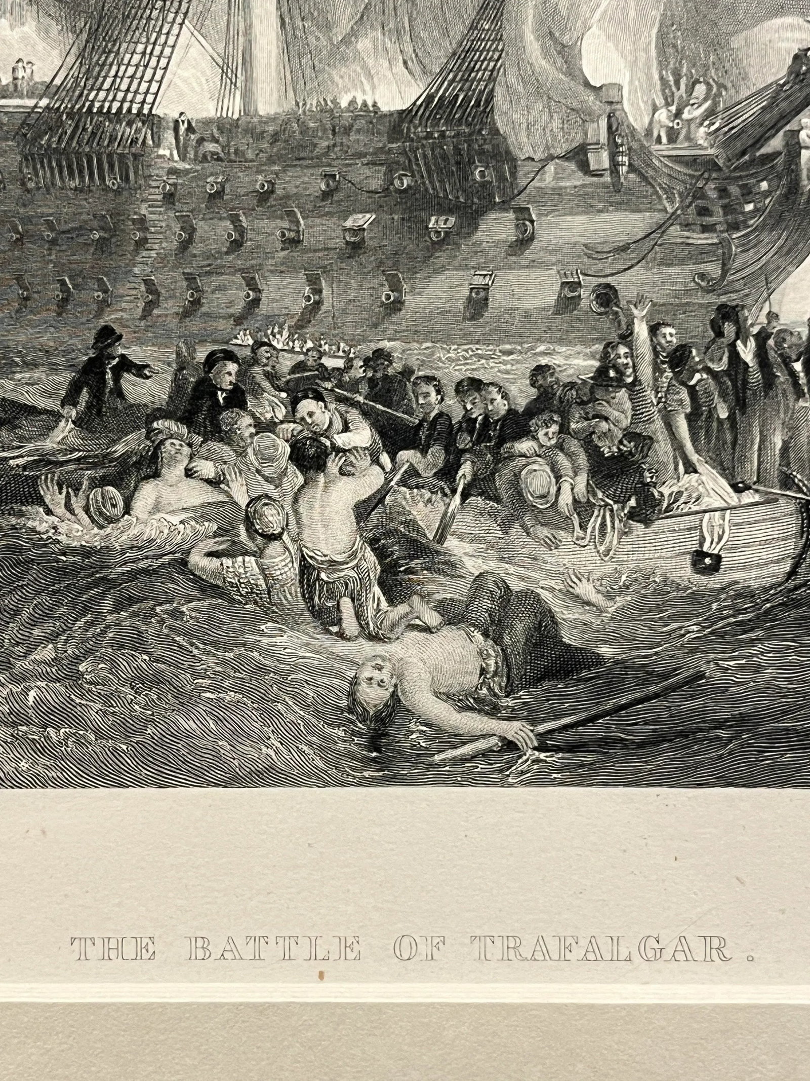 1847 Original Steel Engraving "The Battle of Trafalgar" by William Miller, Framed - 4