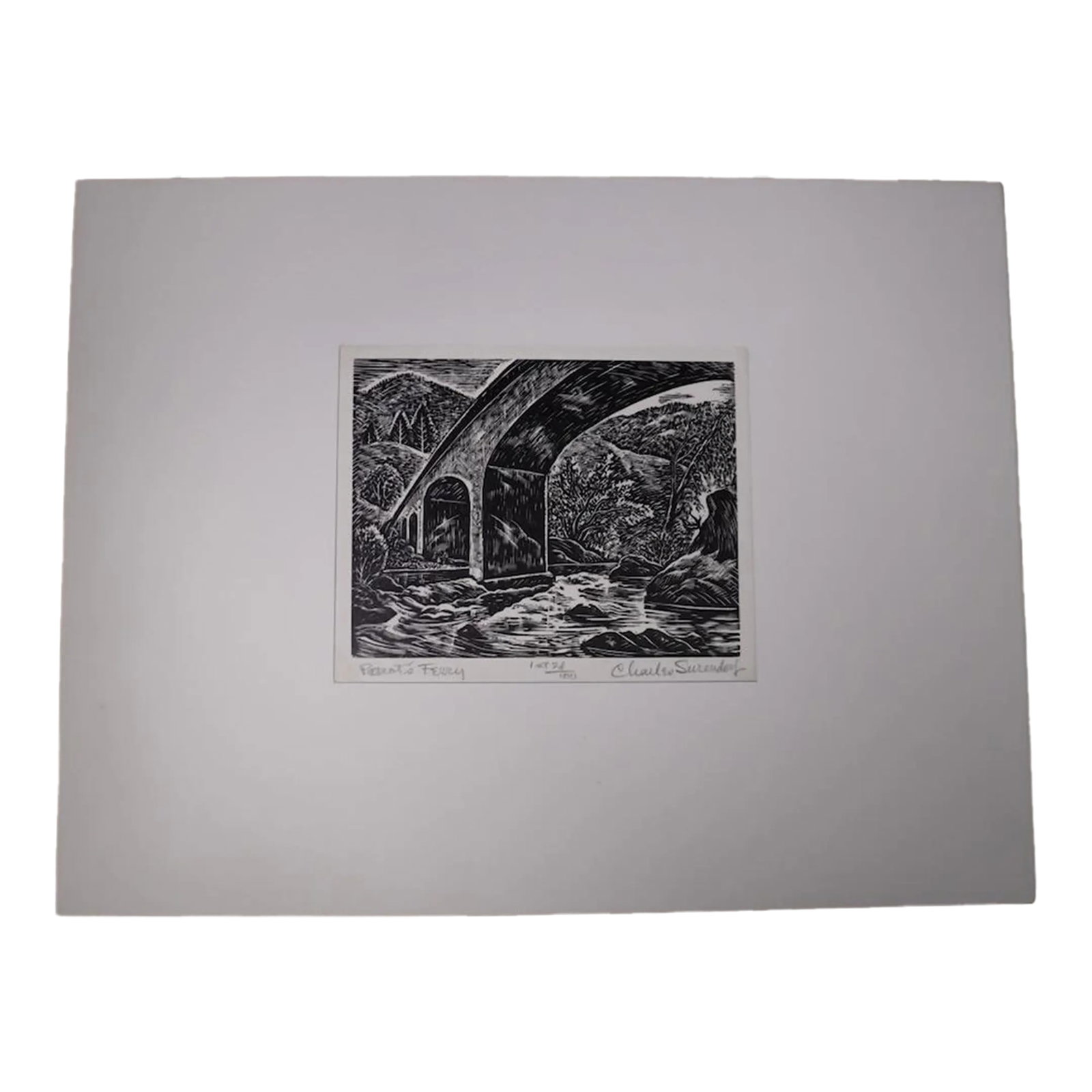 Charles Surendorf (1906-1979) - Parrott's Ferry - Linocut (1 of 6)