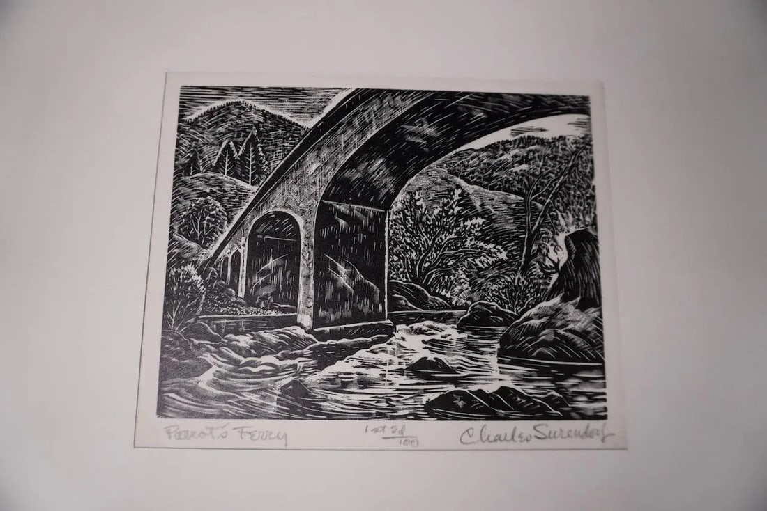 Charles Surendorf (1906-1979) - Parrott's Ferry - Linocut - 4