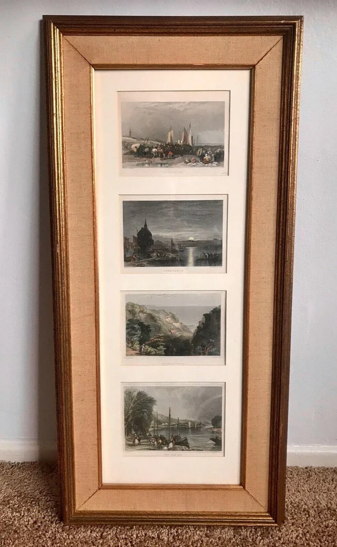 Early 19th Century "Scheveling, Constance, Shanklin Chine, View Near Huy" Engravings, Framed - 13
