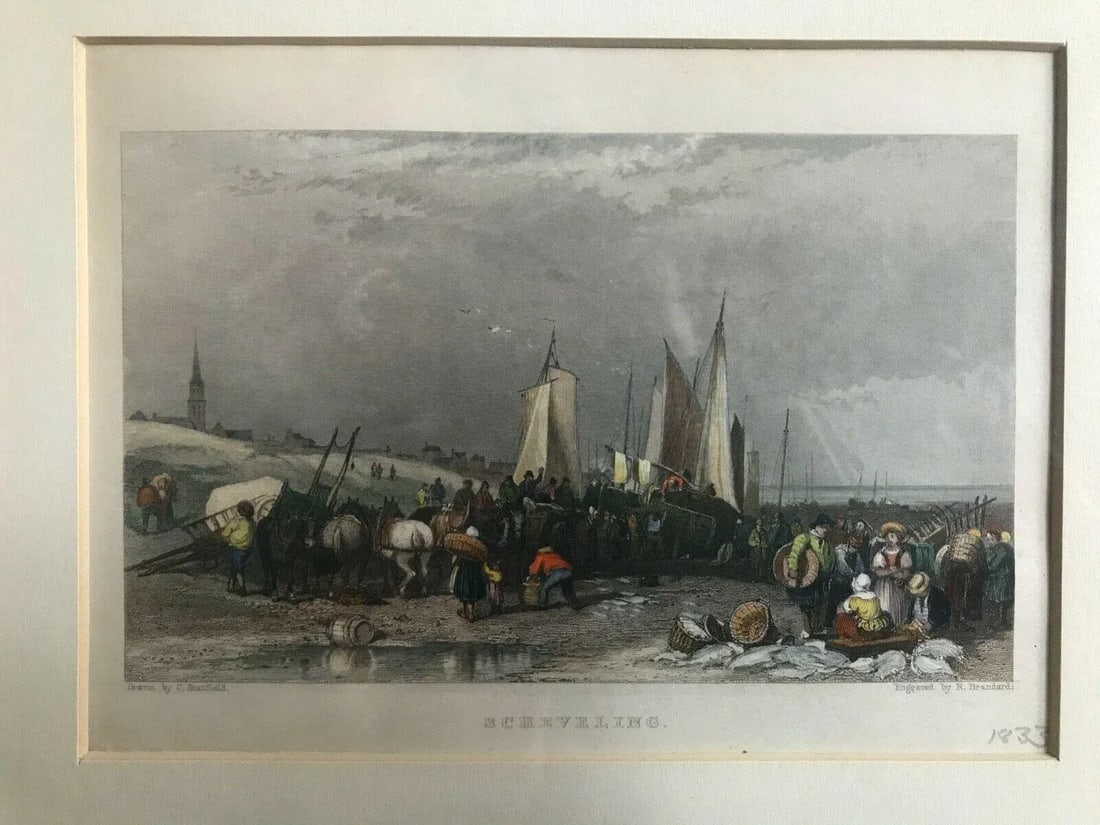 Early 19th Century "Scheveling, Constance, Shanklin Chine, View Near Huy" Engravings, Framed - 2
