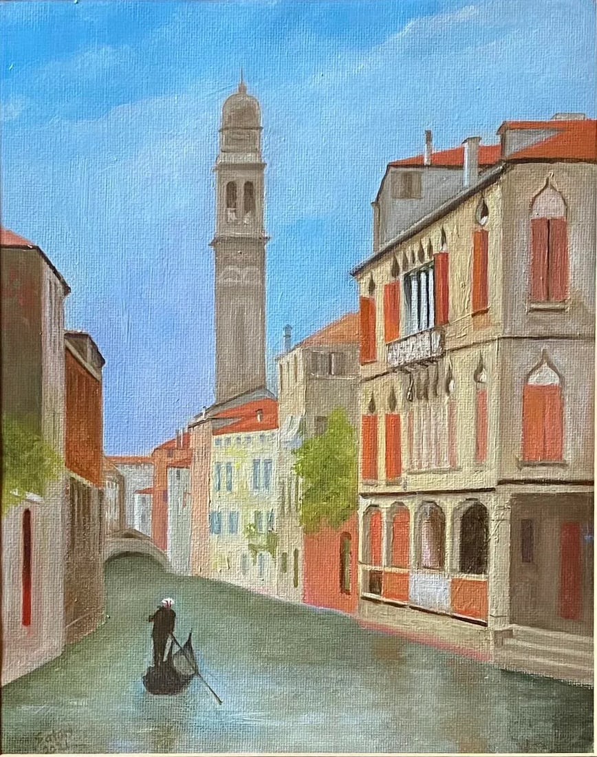 Contemporary Oil Painting of the Grand Canal in Venice., Framed - 2