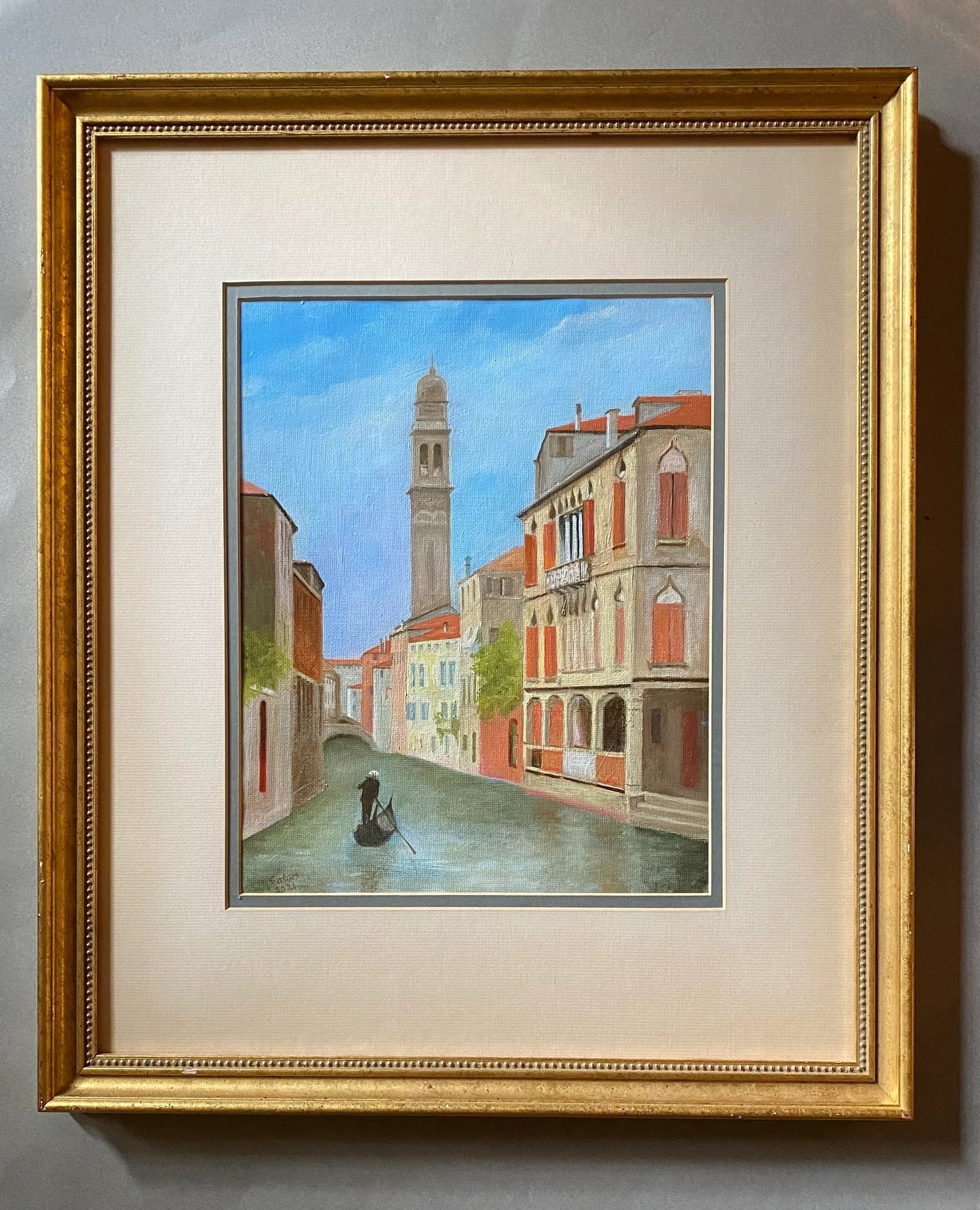 Contemporary Oil Painting of the Grand Canal in Venice., Framed - 3