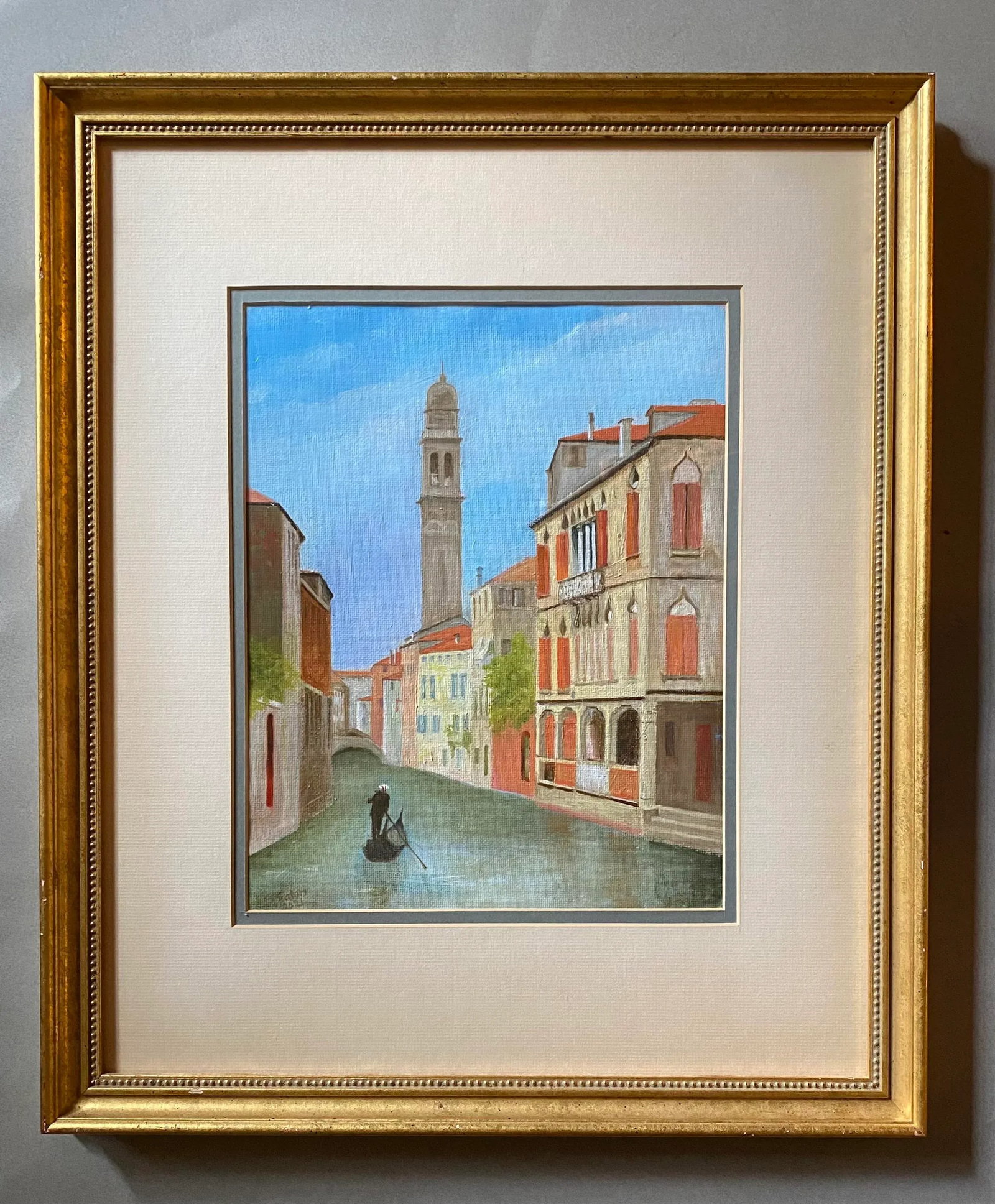 Contemporary Oil Painting of the Grand Canal in Venice., Framed - 4