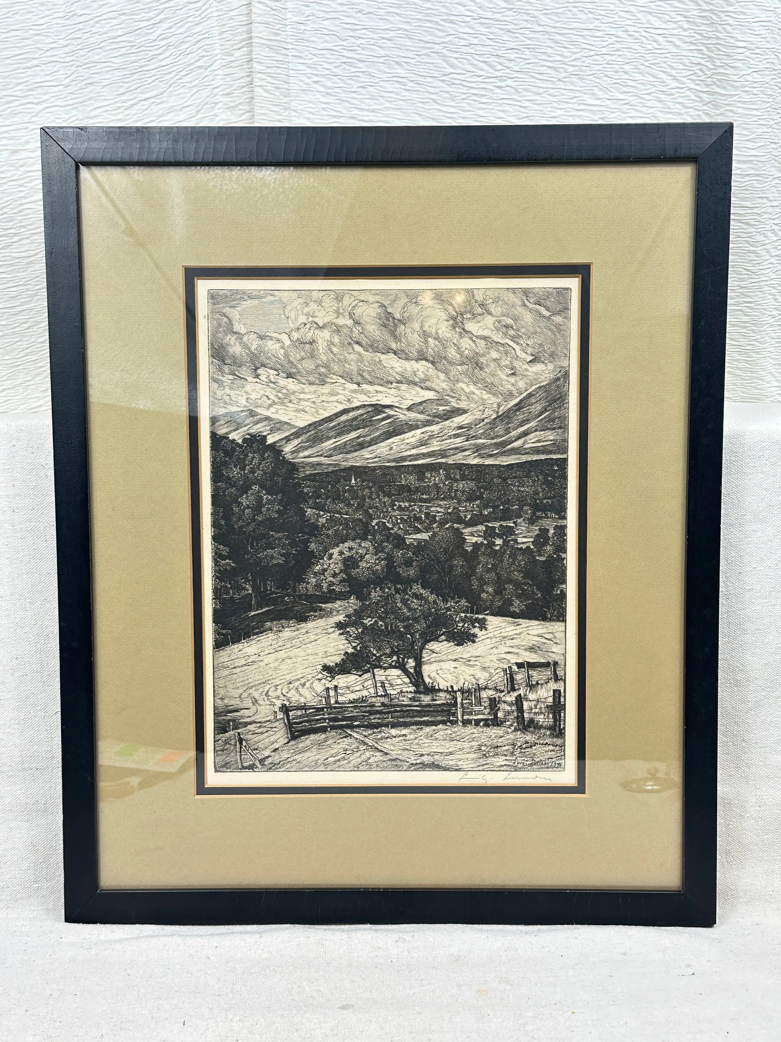 Vintage Etching Titled "The Steeple in the Mountains" - 6