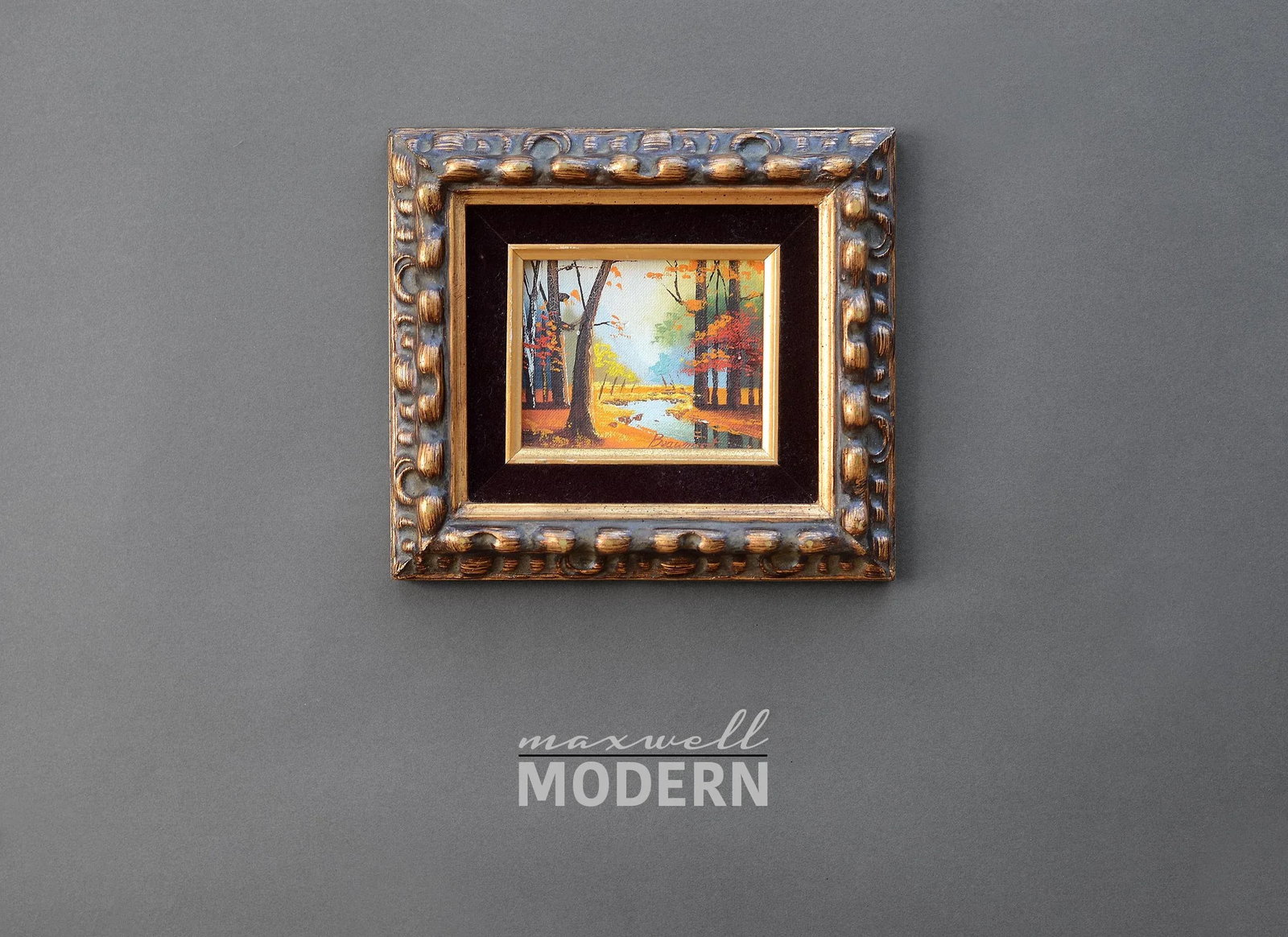 1960s Miniature Landscape Oil Painting by Beaumont, Framed - 2