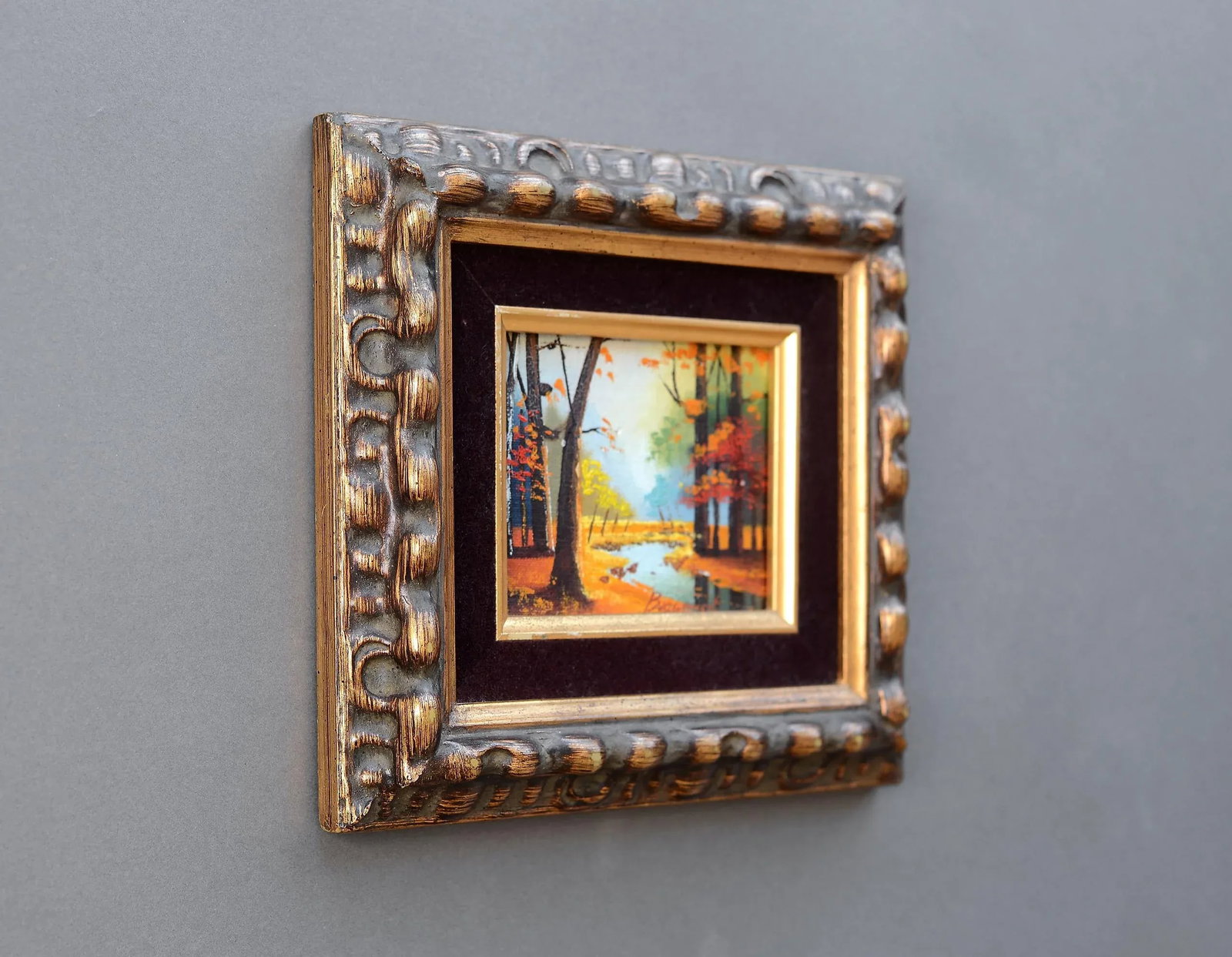 1960s Miniature Landscape Oil Painting by Beaumont, Framed - 3