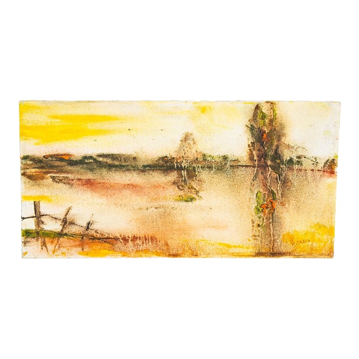 Mid Century Modern Oil Painting Original Art Abstract Landscape Signed M. Dalben (1 of 11)